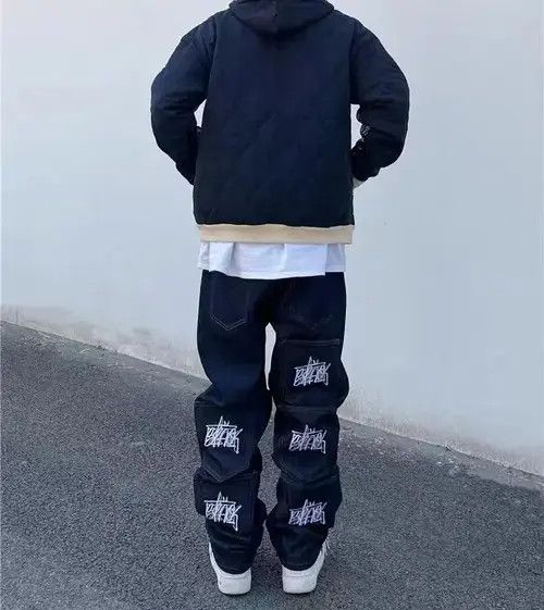 Japanese Brand Street Embroidered Lettering Multi-Pocket Hip Hop Jeans Size US 32 / EU 48 - 4 Thumbnail