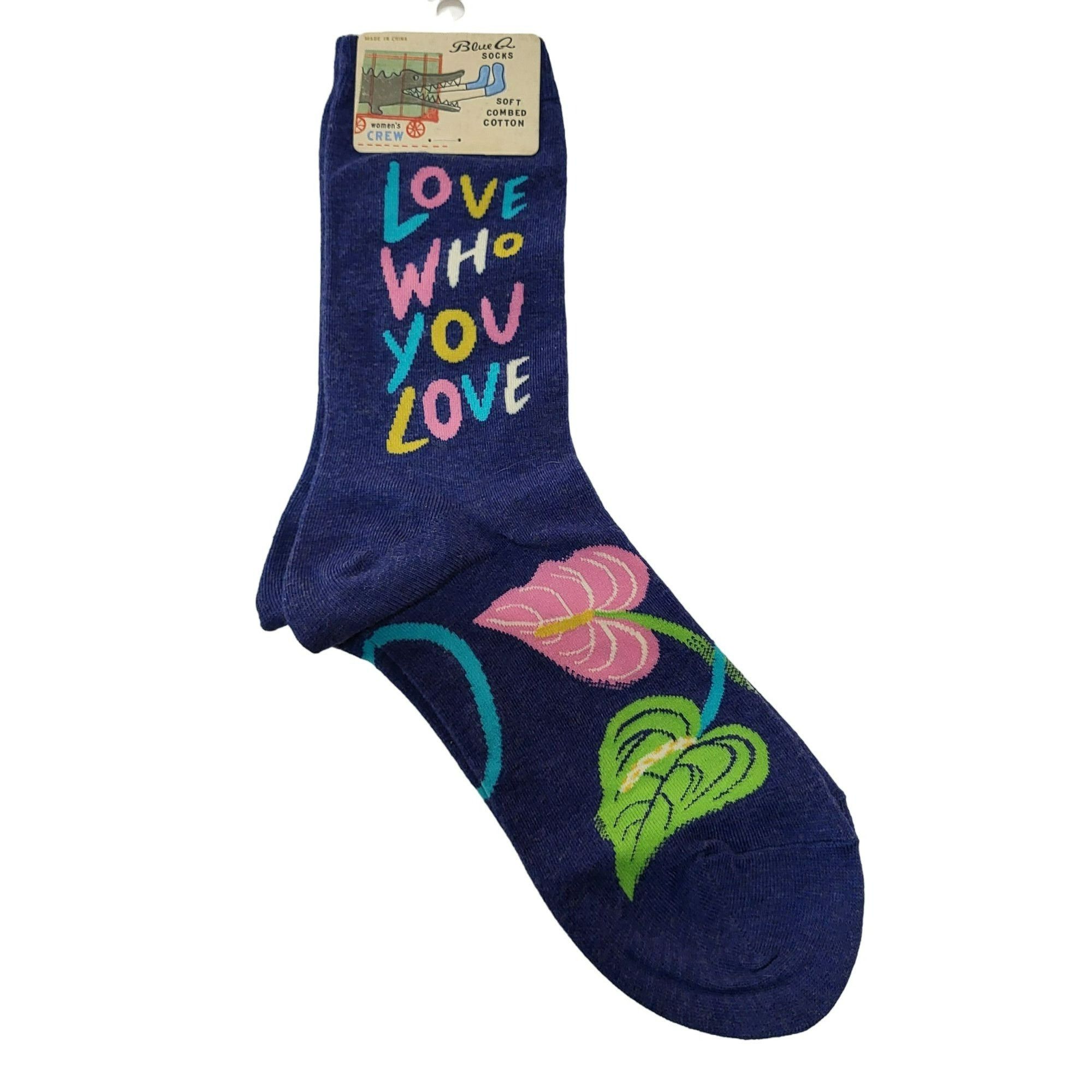 Other Blue Q Love Who You Love Crew Socks Women's Size 5-10 Blue Size ONE SIZE - 1 Thumbnail
