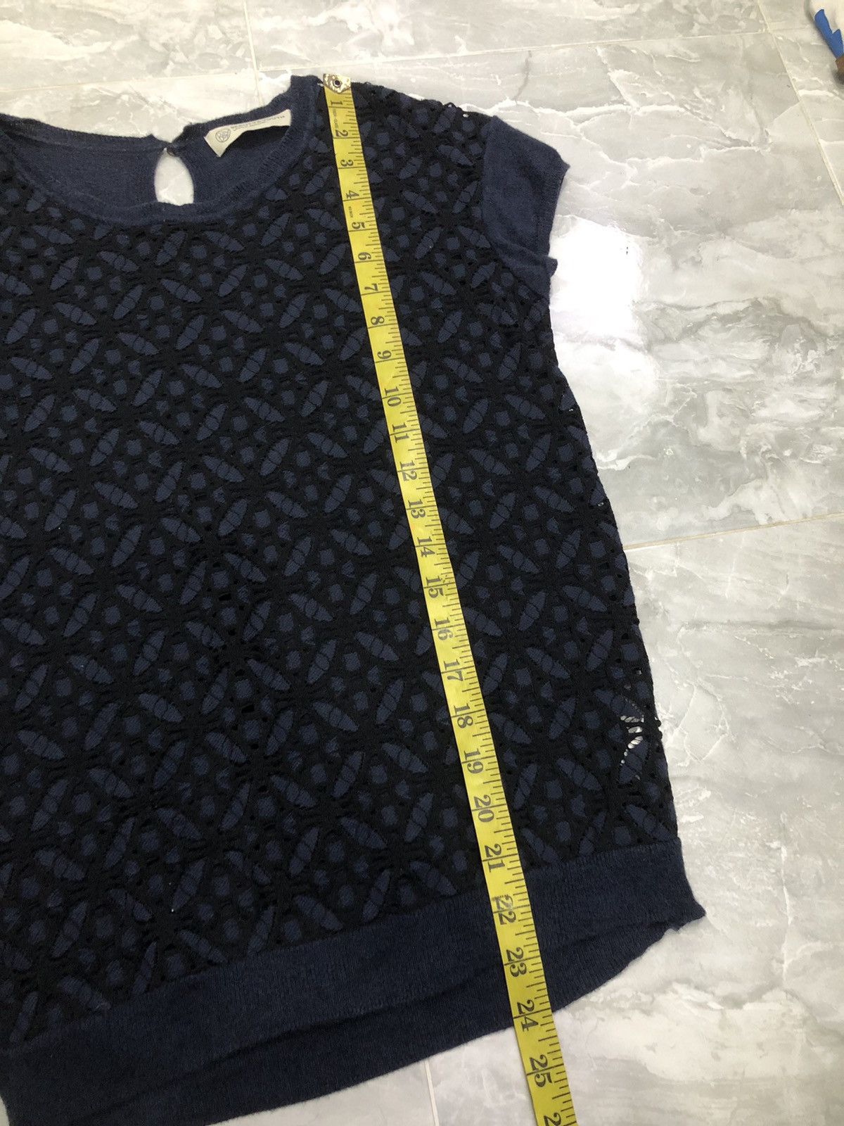 Japanese Brand Beauty & Youth Lace Knit Navy Top Size XS / US 0-2 / IT 36-38 - 12 Thumbnail