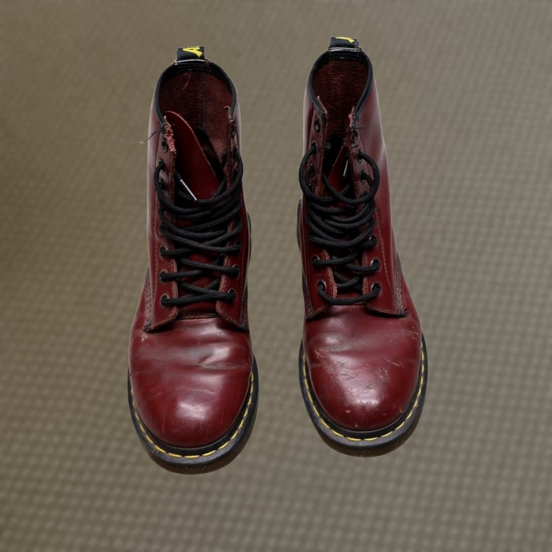 Dr. Martens Dr. Martens Combat Boots Womens 8 Red Leather Lace Up Classic Casual Size US 9 / IT 39 - 1 Thumbnail