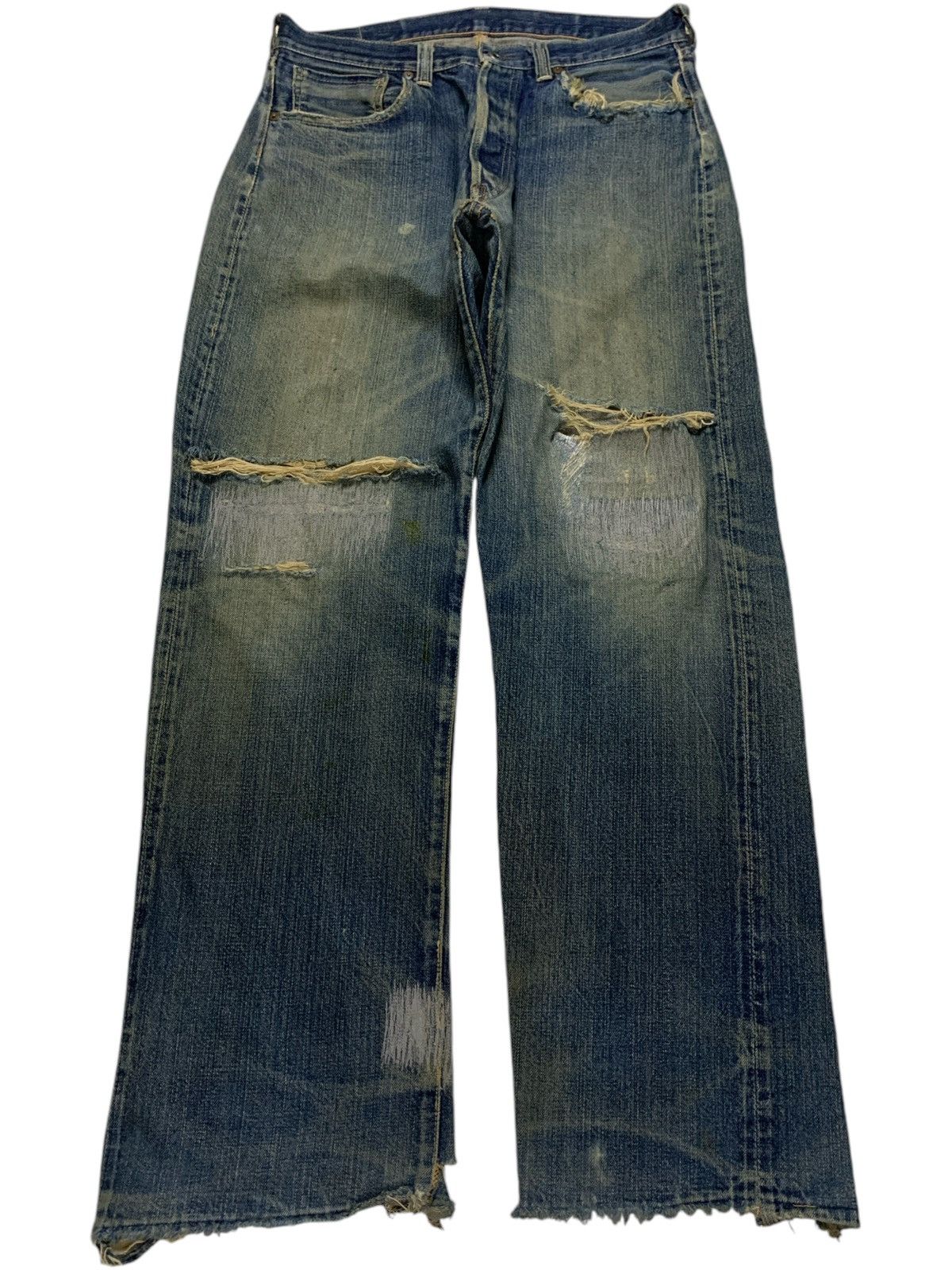 Japanese Brand × The Real McCoy's Vintage Mc Coy Selvedge Mud Wash Distressed Baggy Jeans Size US 31 - 2 Thumbnail