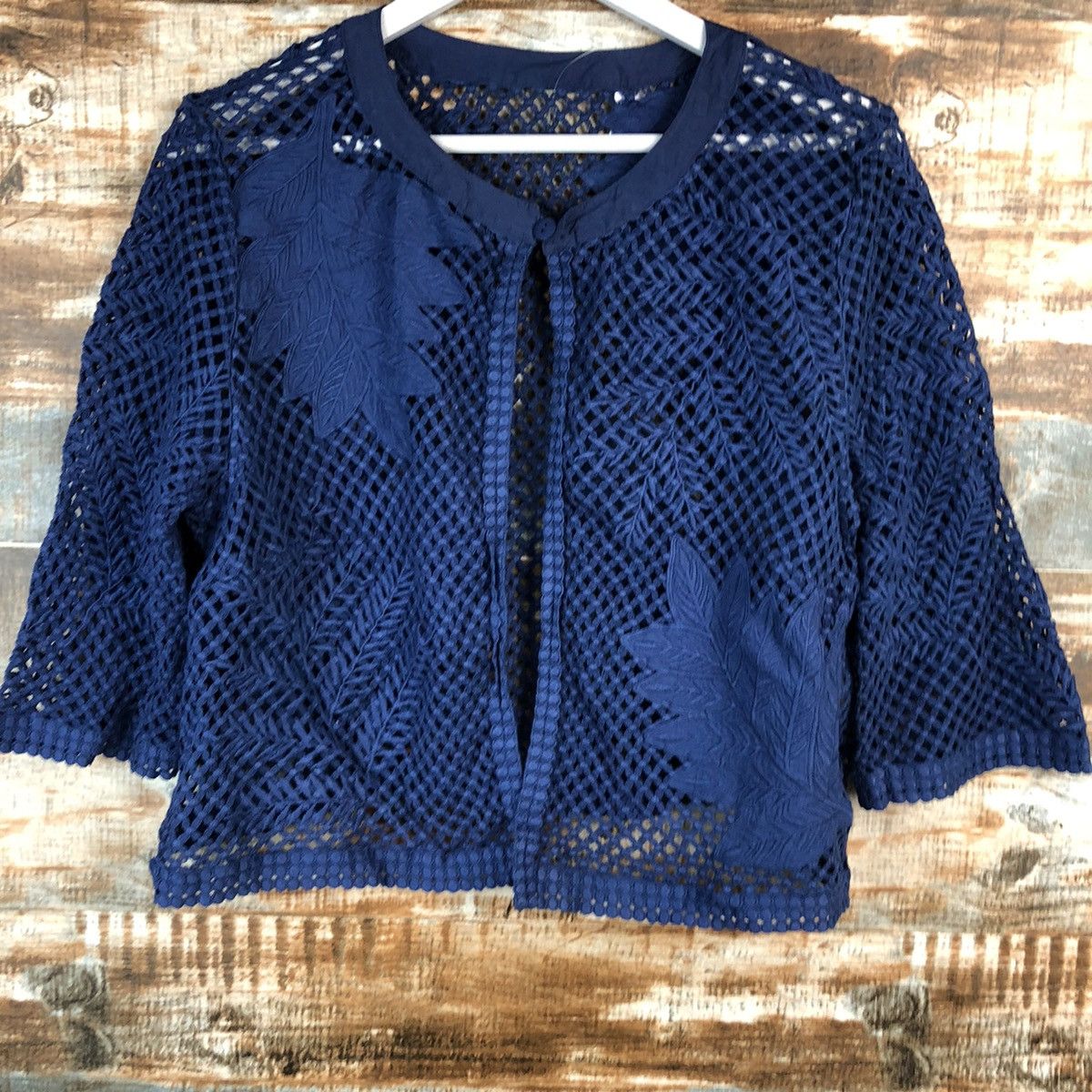 Hiroko Koshino Homme × Homespun Knitwear × Japanese Brand Hiroko Bis koshino Blue Knitwear crochet meshnet #A1557 Size M / US 6-8 / IT 42-44 - 6 Thumbnail
