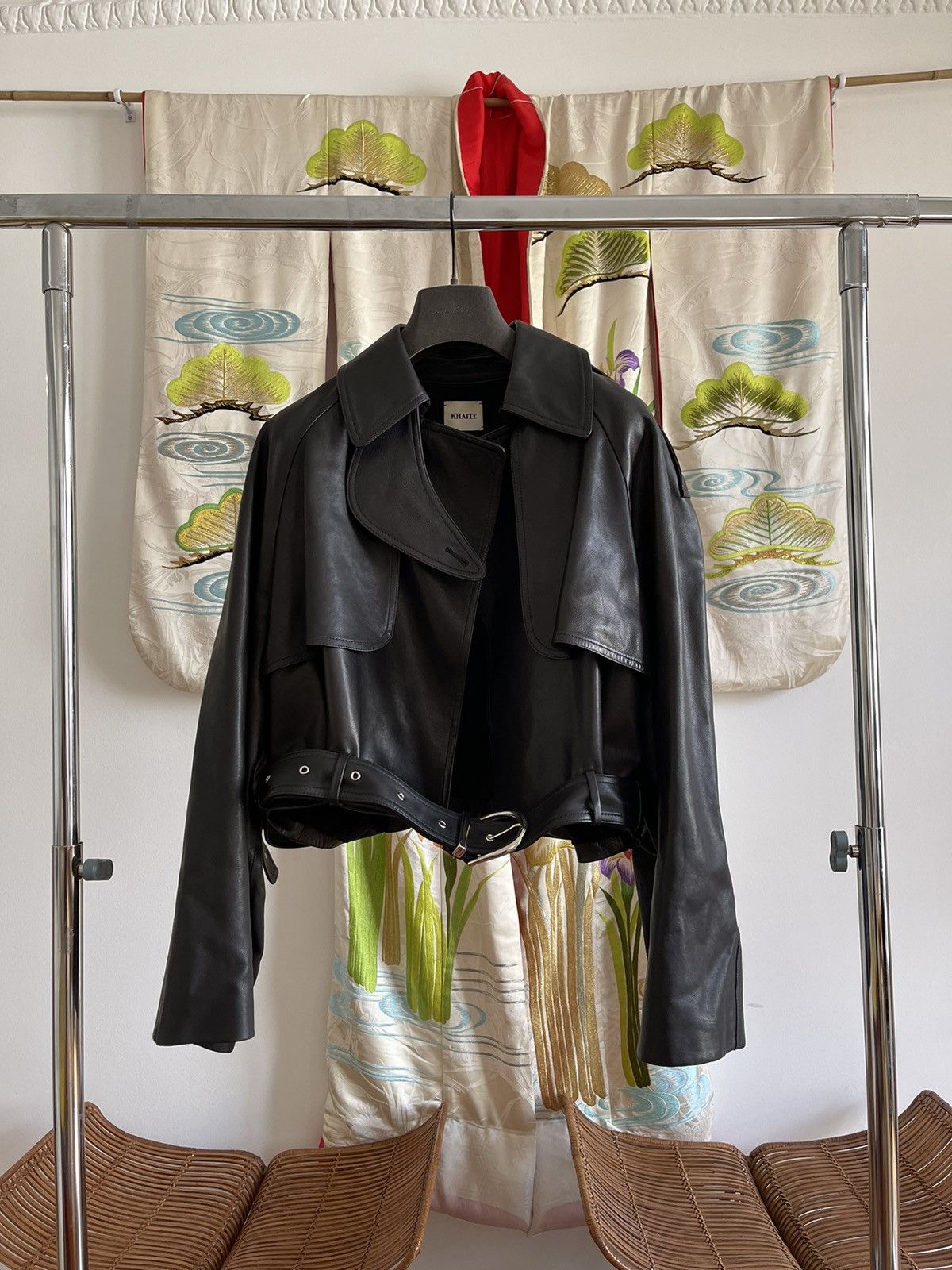 image of Khaite Krista Moto Jacket in Black, Women's (Size Medium)