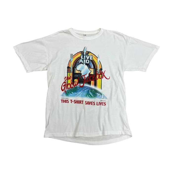 Vintage Vintage 1985 The Global Jukebox Live Aid White T-shirt | Grailed