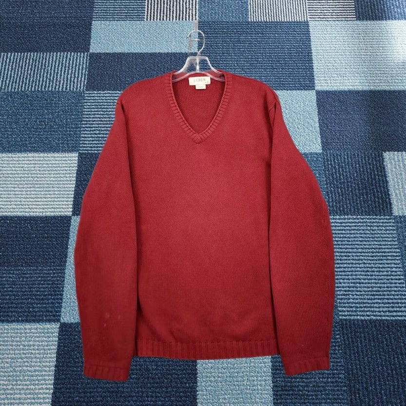 J.Crew VINTAGE J.CREW Sweater Mens M Red V-Neck Pullover Knit Cotton Long Sleeves Size US M / EU 48-50 / 2 - 1 Thumbnail