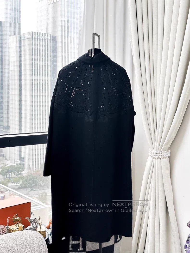 Hermes Hermes Black Cutout Embroidered Cashmere Greatcoat Jacket Size XS / US 0-2 / IT 36-38 - 3 Thumbnail