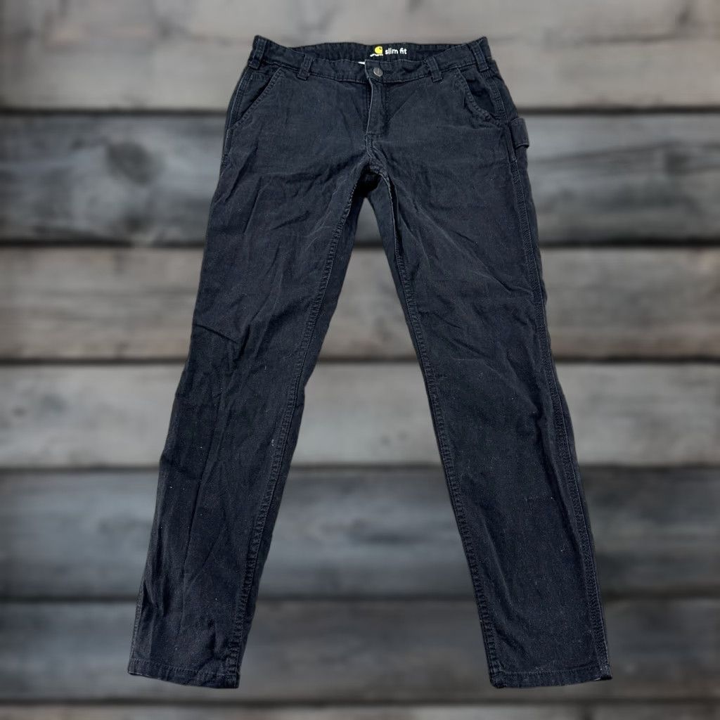 Carhartt VINTAGE? No — actually Carhartt Pants Womens 10 Black Carpenter Straight Leg Slim Fit Workwear Cotton Size 32" / US 10 / IT 46 - 1 Thumbnail