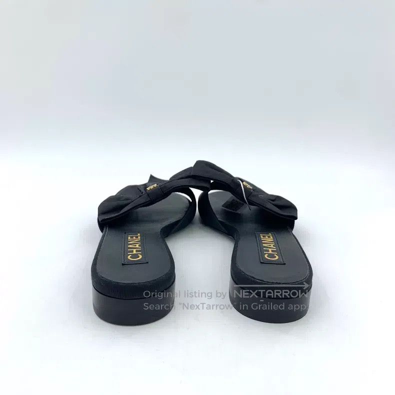 Chanel Chanel 24A black logo bow casual flat slippers Size US 5.5 / IT 35.5 - 4 Thumbnail