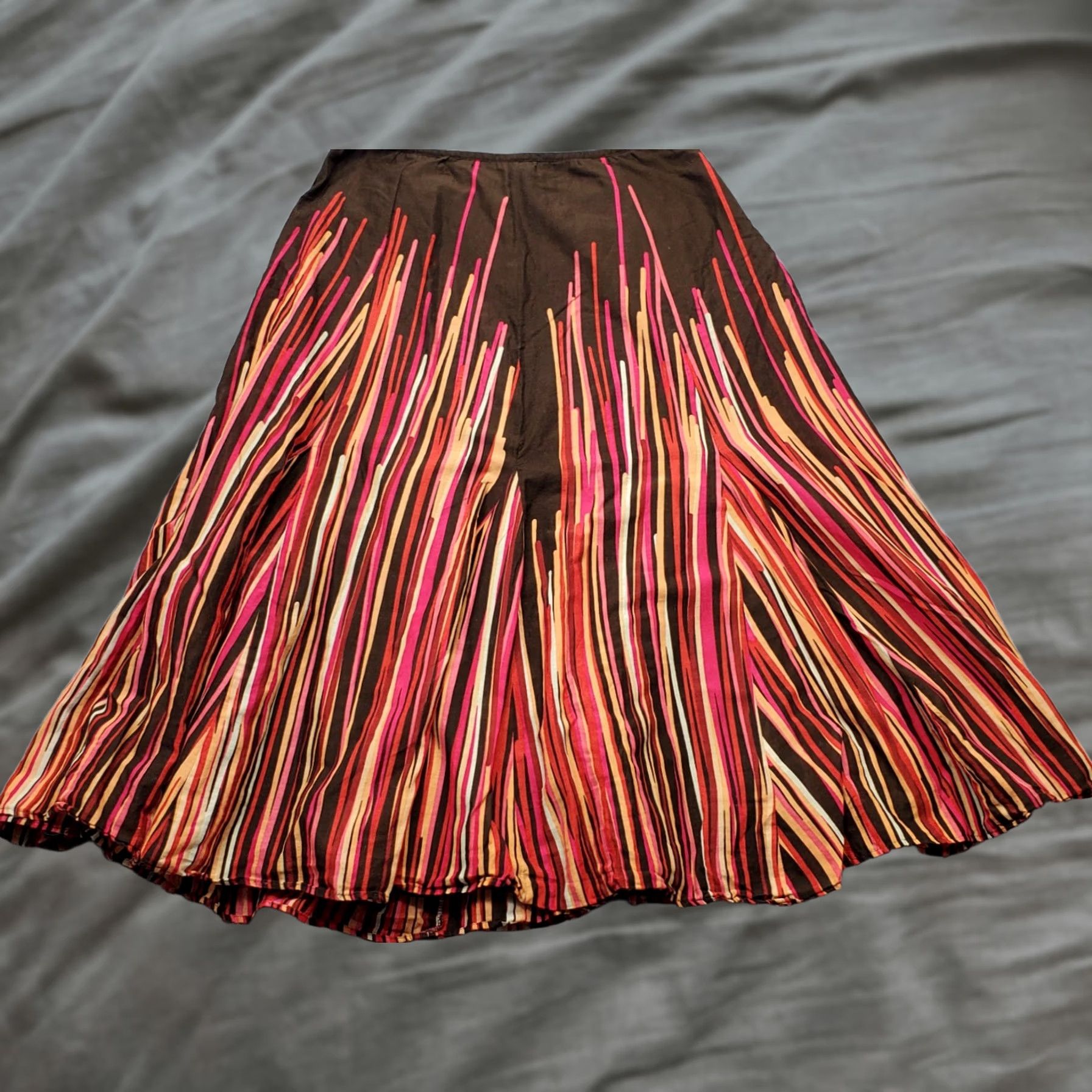 Calvin Klein Calvin Klein Women Size 6 A-Line Midi Skirt Multicolor Vertical Striped Side Zip Size 28" / US 6 / IT 42 - 1 Thumbnail