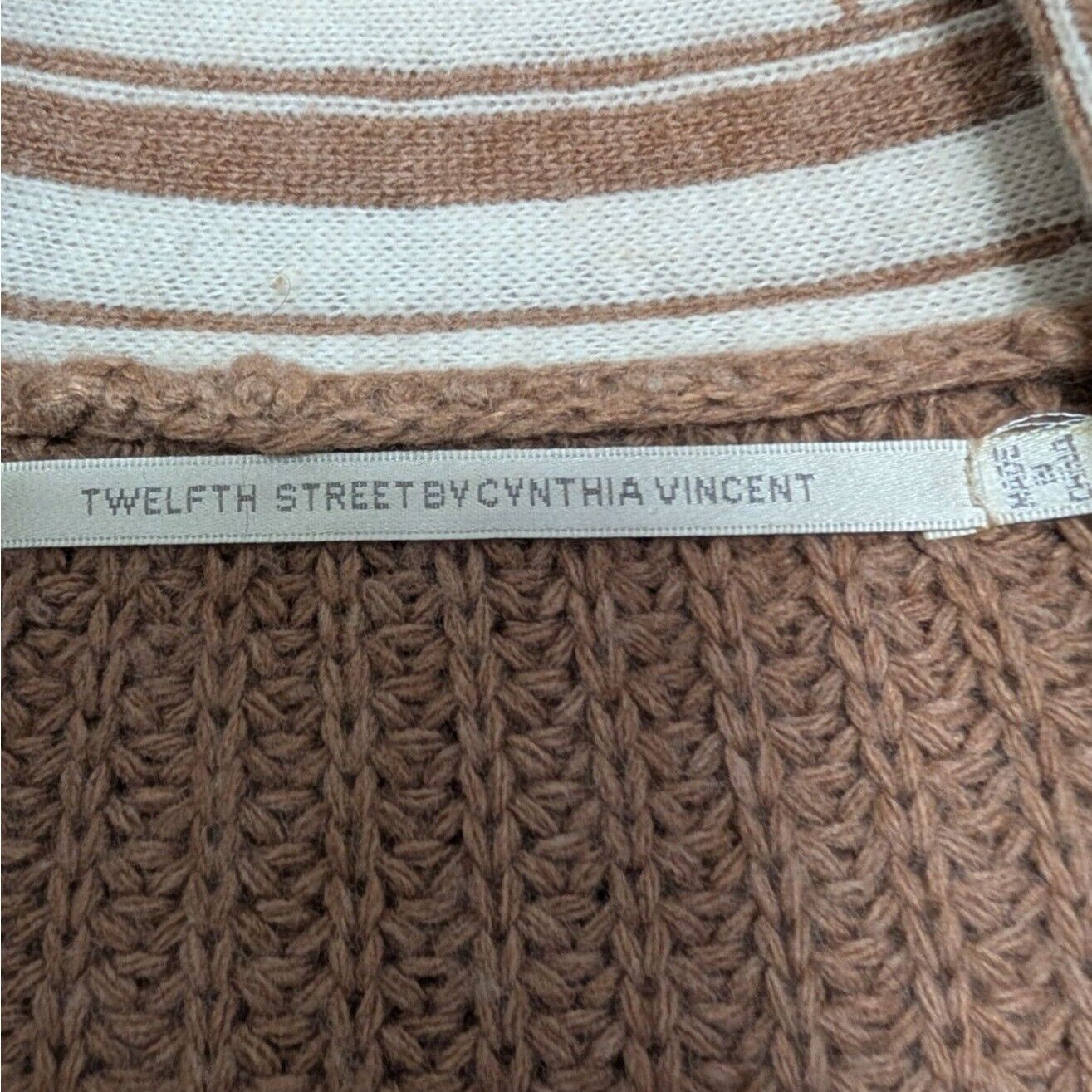 Designer 12th Street Cynthia Vincent Ribbed Fringe Cardigan Medium Size M / US 6-8 / IT 42-44 - 4 Thumbnail