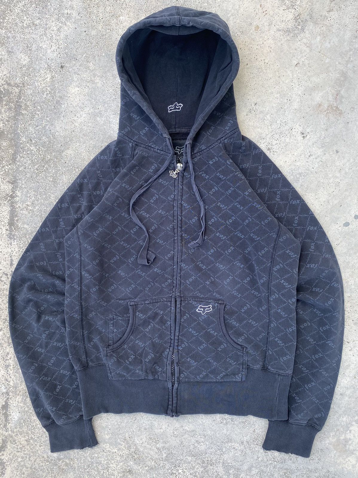 Fox Racing 2000s Fox Racing Overprint Zip Up Hoodie Size S / US 4 / IT 40 - 1 Thumbnail
