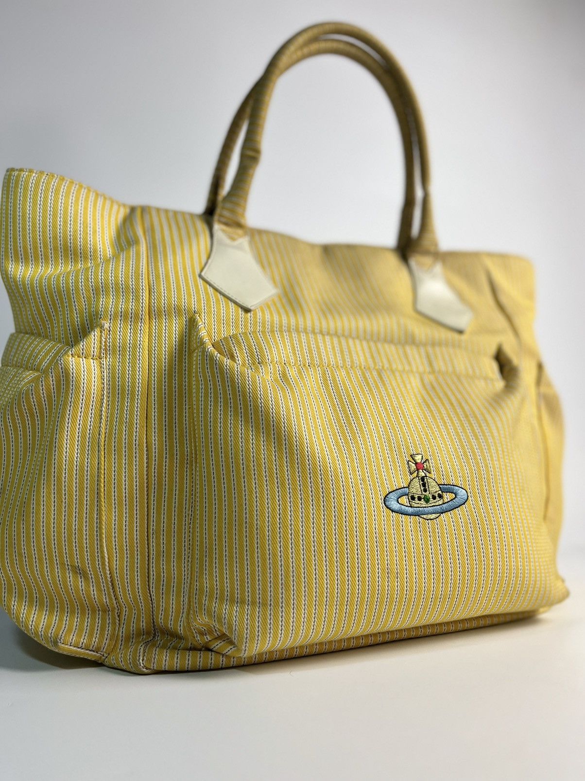 Vivienne Westwood Vivienne Westwood Yellow Striped Big Tote Bag Size ONE SIZE - 2 Thumbnail