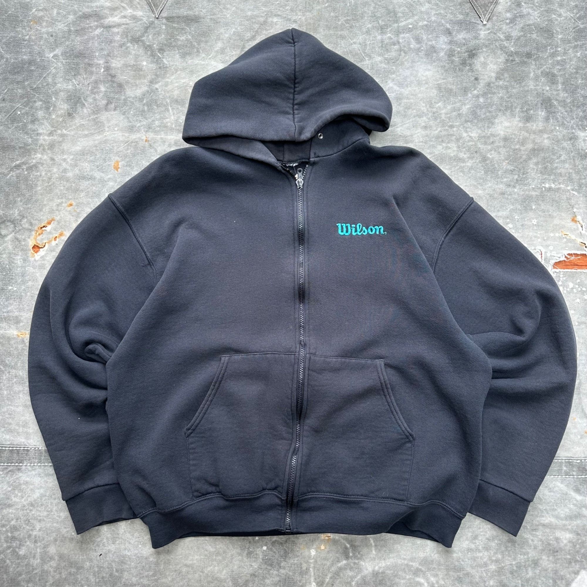 Vintage Vintage Wilson Heavy Zip Up Hoodie Sweatshirt Black Size US L / EU 52-54 / 3 - 1 Thumbnail