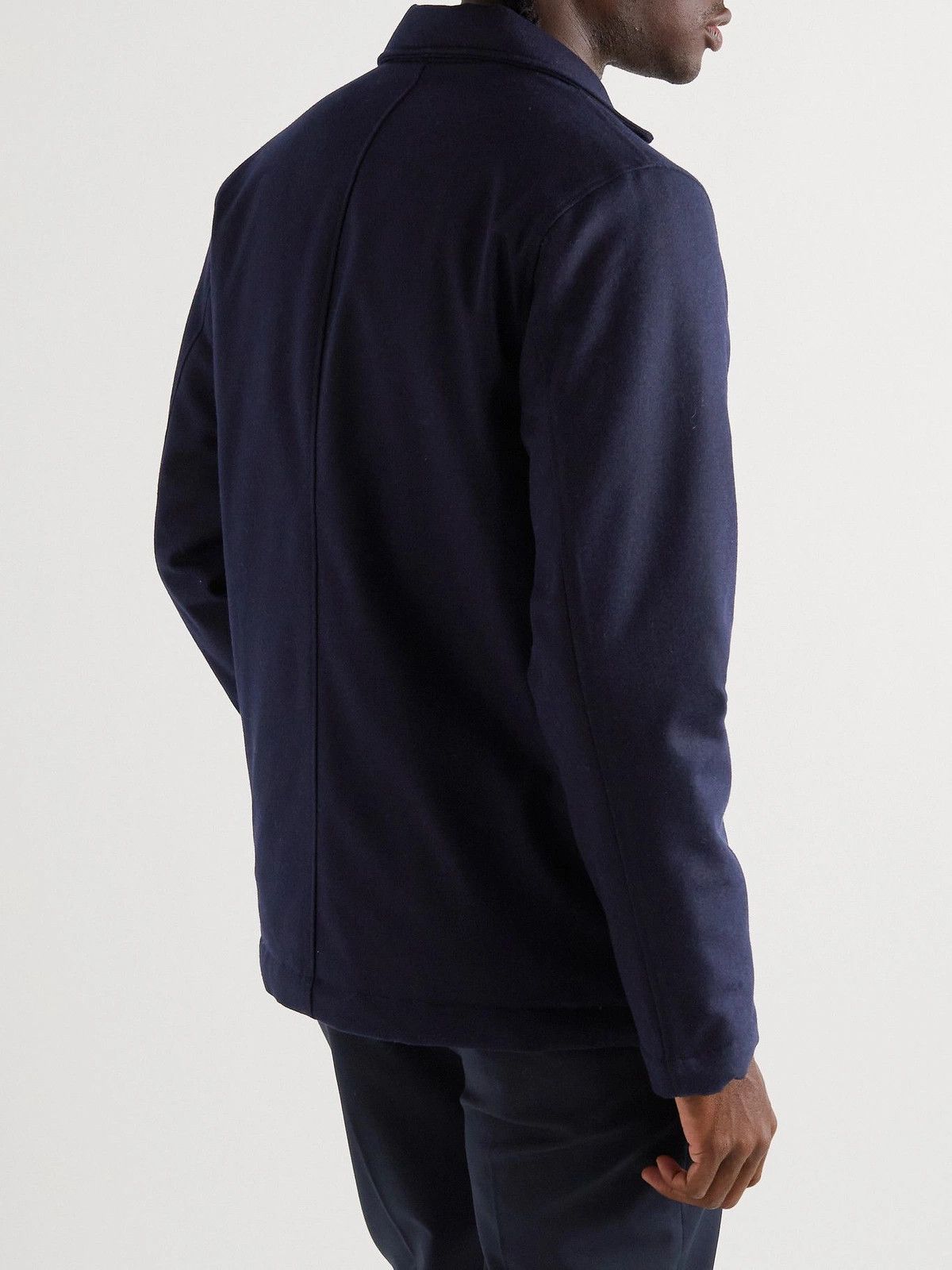 Officine Generale o1mle1025 Adrien Padded Flannel Wool Jacket in Navy Blue Size US M / EU 48-50 / 2 - 3 Thumbnail