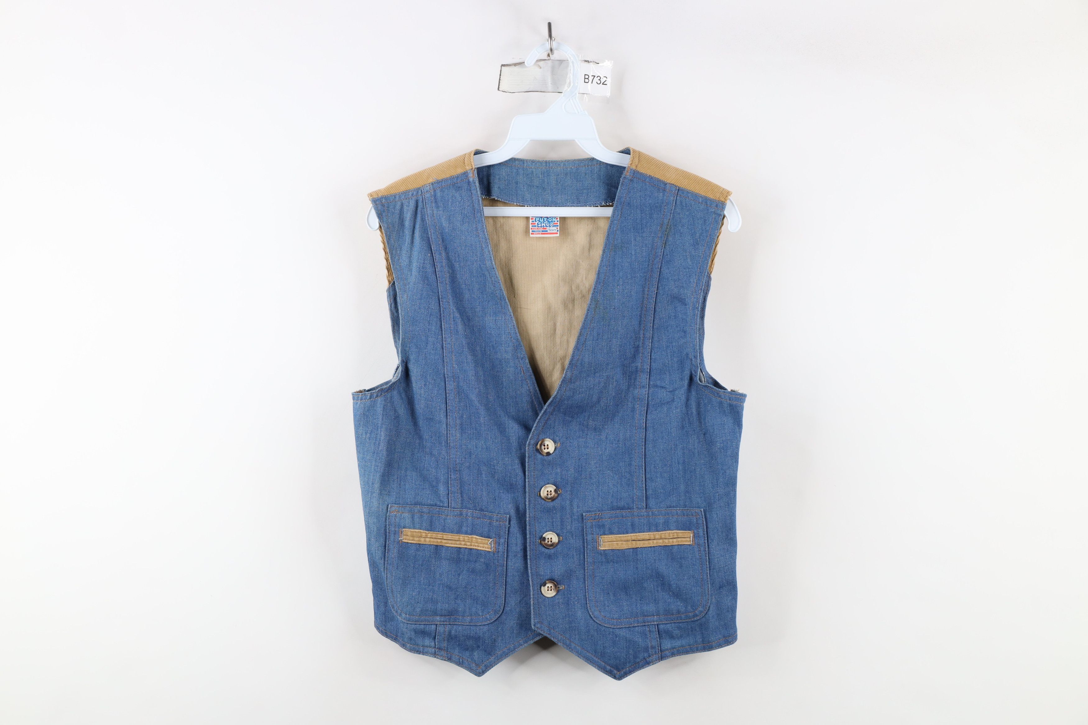 Vintage Vintage 70s Streetwear Corduroy Jean Vest Jacket Blue USA Size US XS / EU 42 / 0 - 1 Thumbnail