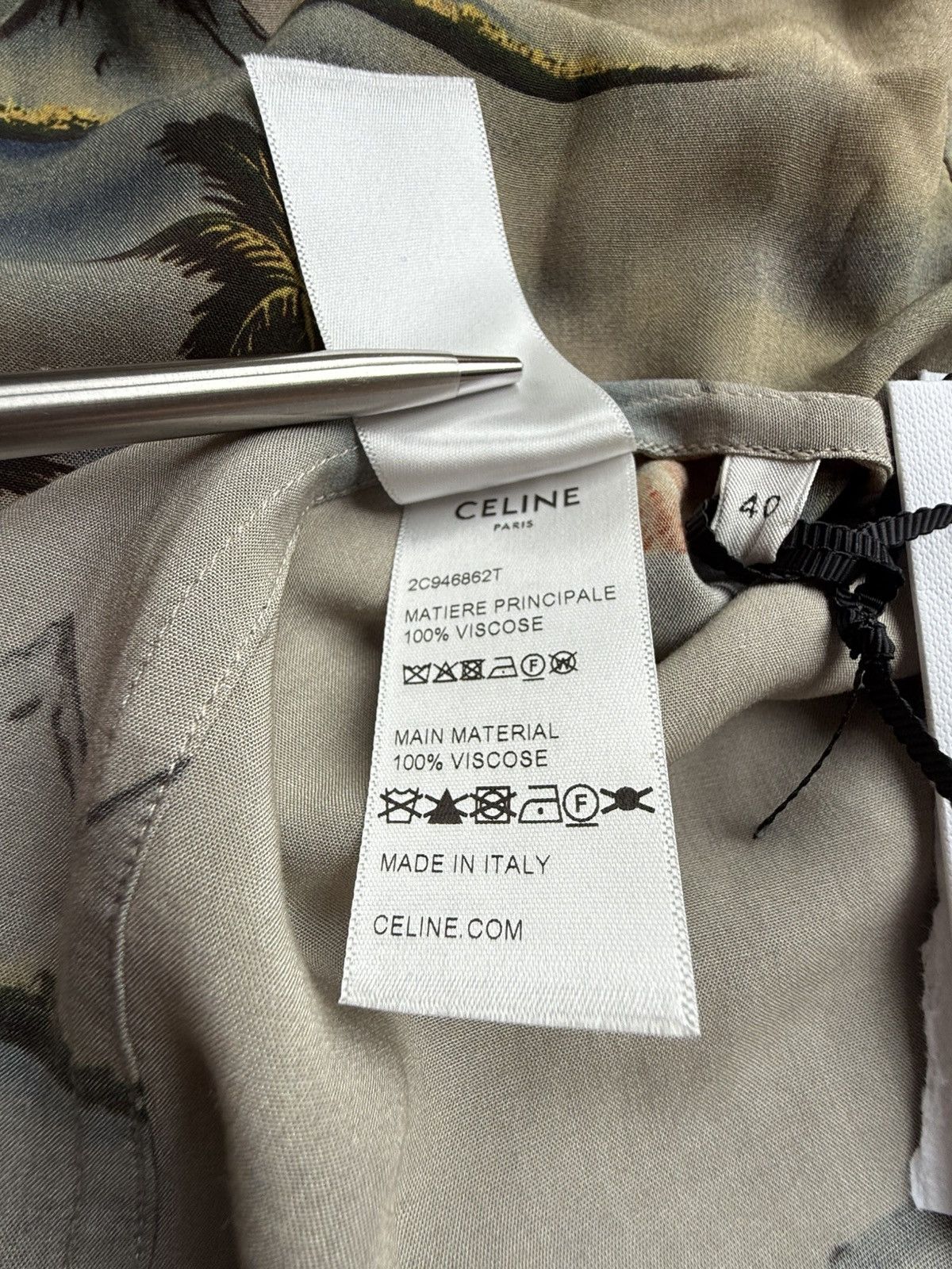 Celine $1.1k SS23 Celine volcano Hawaiian palm tree camp shirt Hedi Size US M / EU 48-50 / 2 - 20 Thumbnail