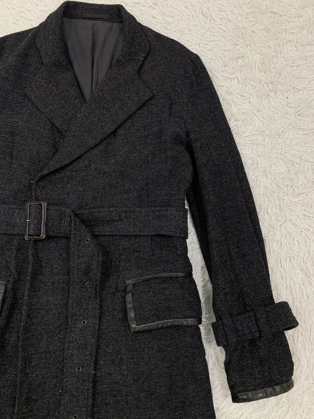 Yohji Yamamoto Vintage Y's by Yohji Yamamoto Gabardine Belted Wool Coat Size US M / EU 48-50 / 2 - 7 Thumbnail