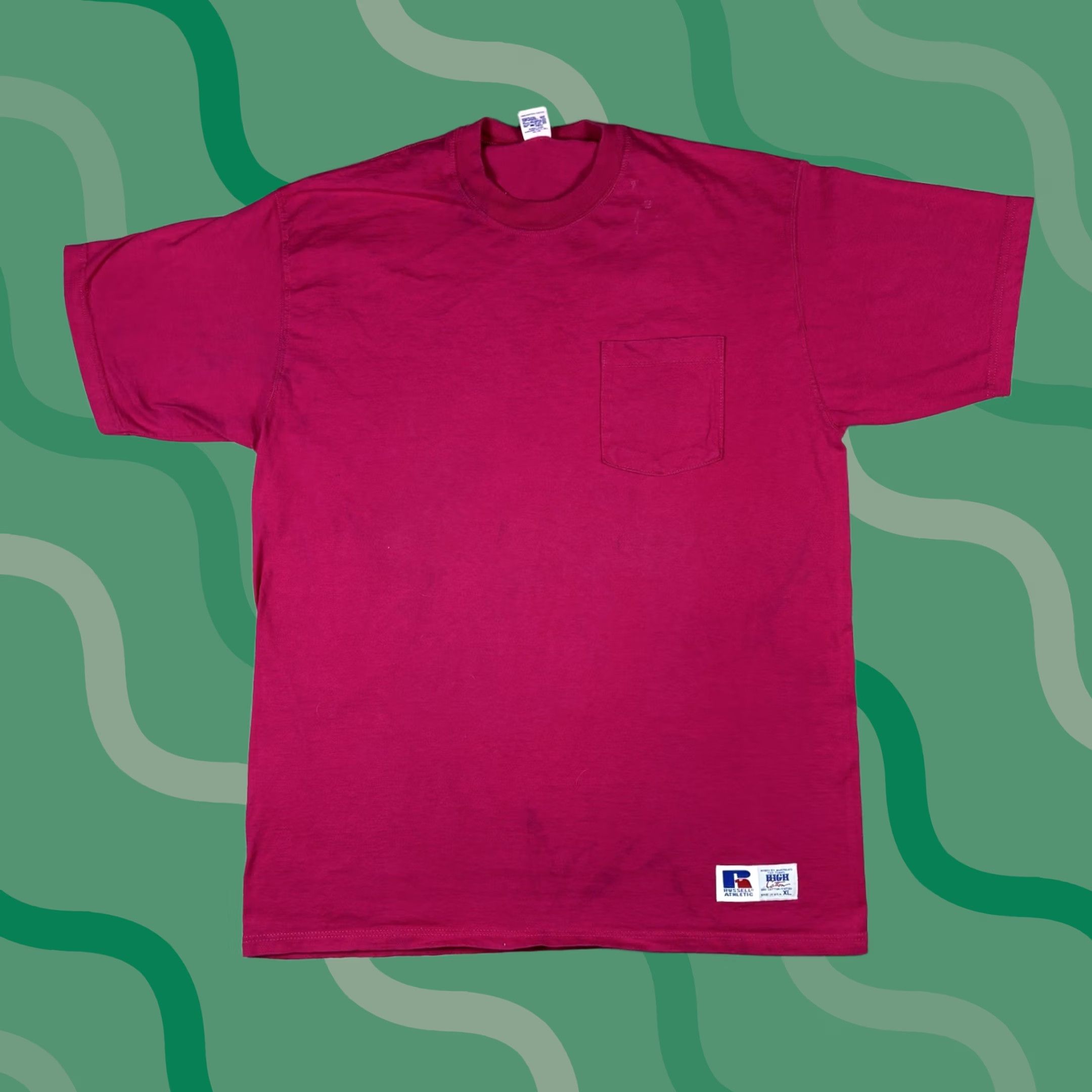Russell Athletic VINTAGE Russell Athletic Pink Blank Pocket T Shirt Mens XL 80s Crew Neck Short Sleeve Cotton Size US XL / EU 56 / 4 - 1 Thumbnail