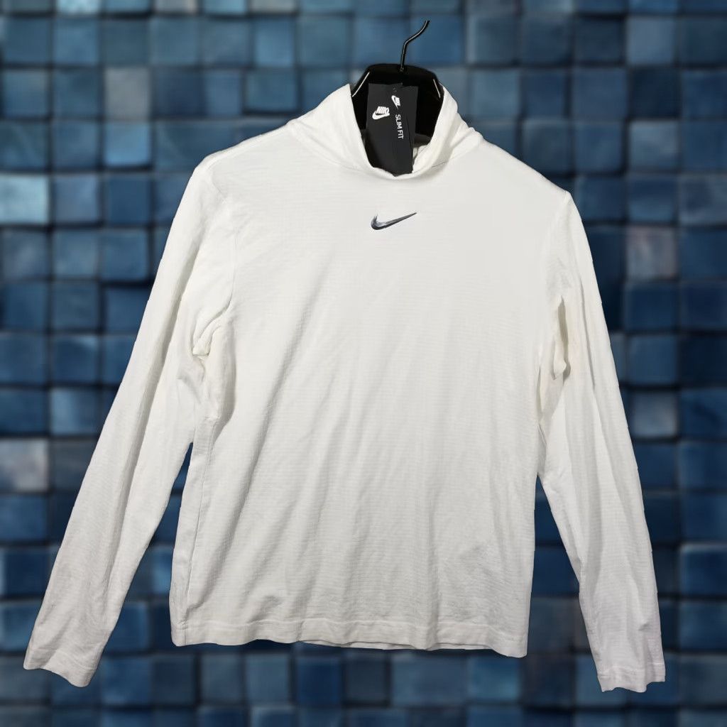 Nike Women Center Swoosh Mid Layer Mock Neck Long Sleeve Top Shirt Large CZ8913