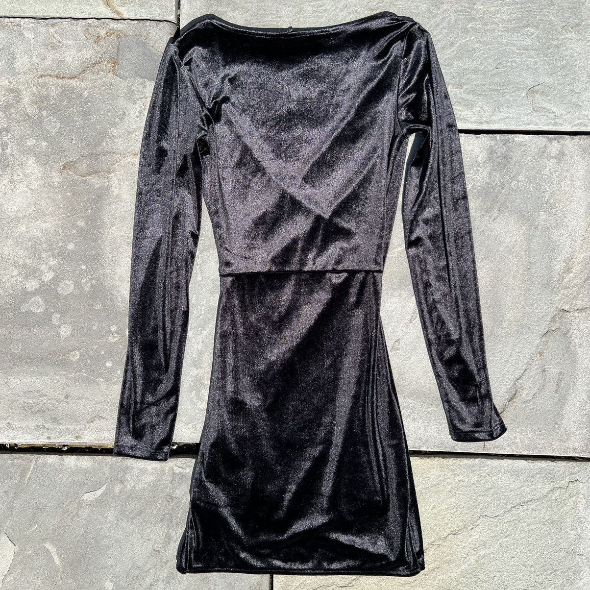 Divided × H&M Black Velvet Rouched Long Sleeve Mini Dress Size XS / US 0-2 / IT 36-38 - 2 Thumbnail