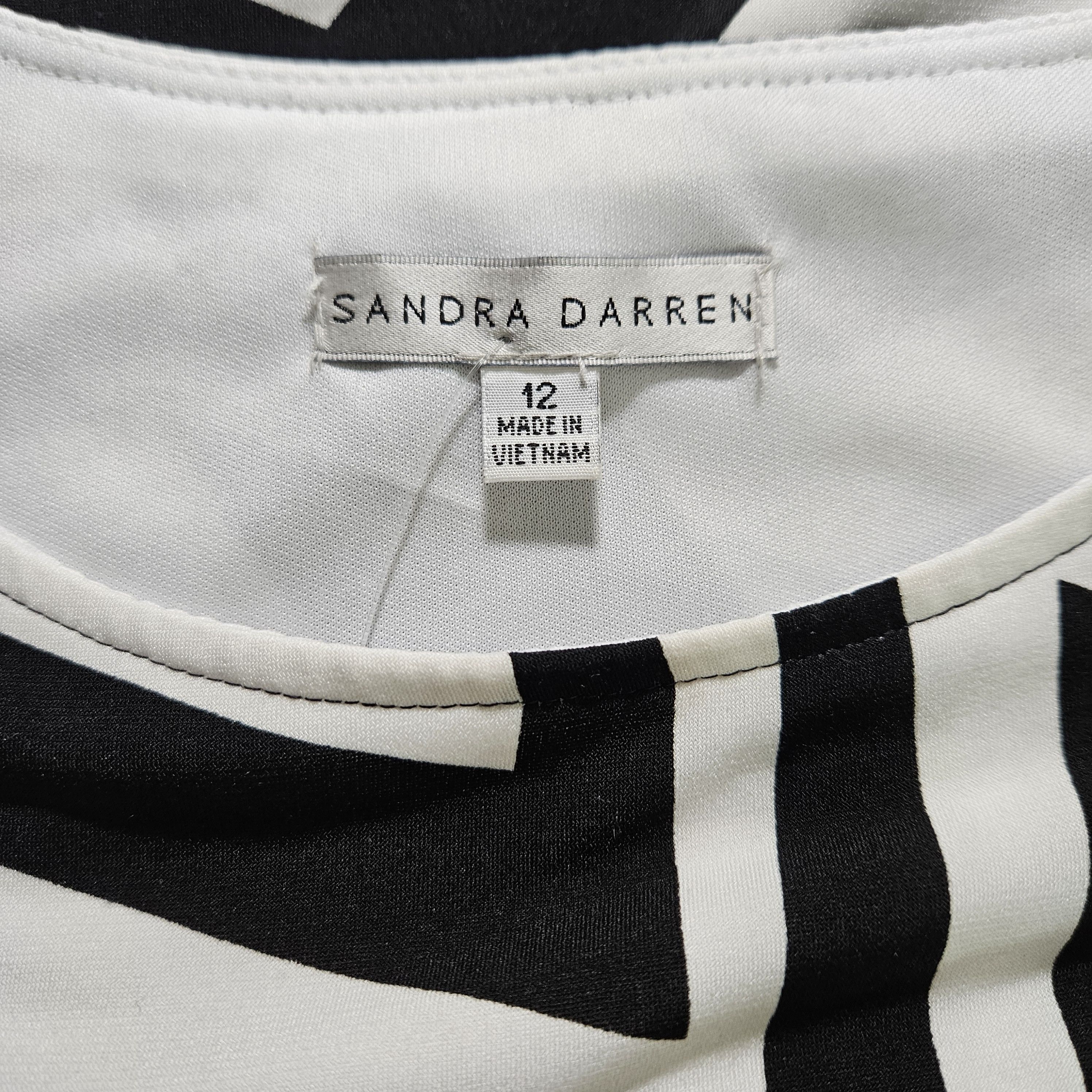 Other Sandra Darren Size 12 Dress Dressy Black White Modern Zig Size L / US 10 / IT 46 - 9 Thumbnail