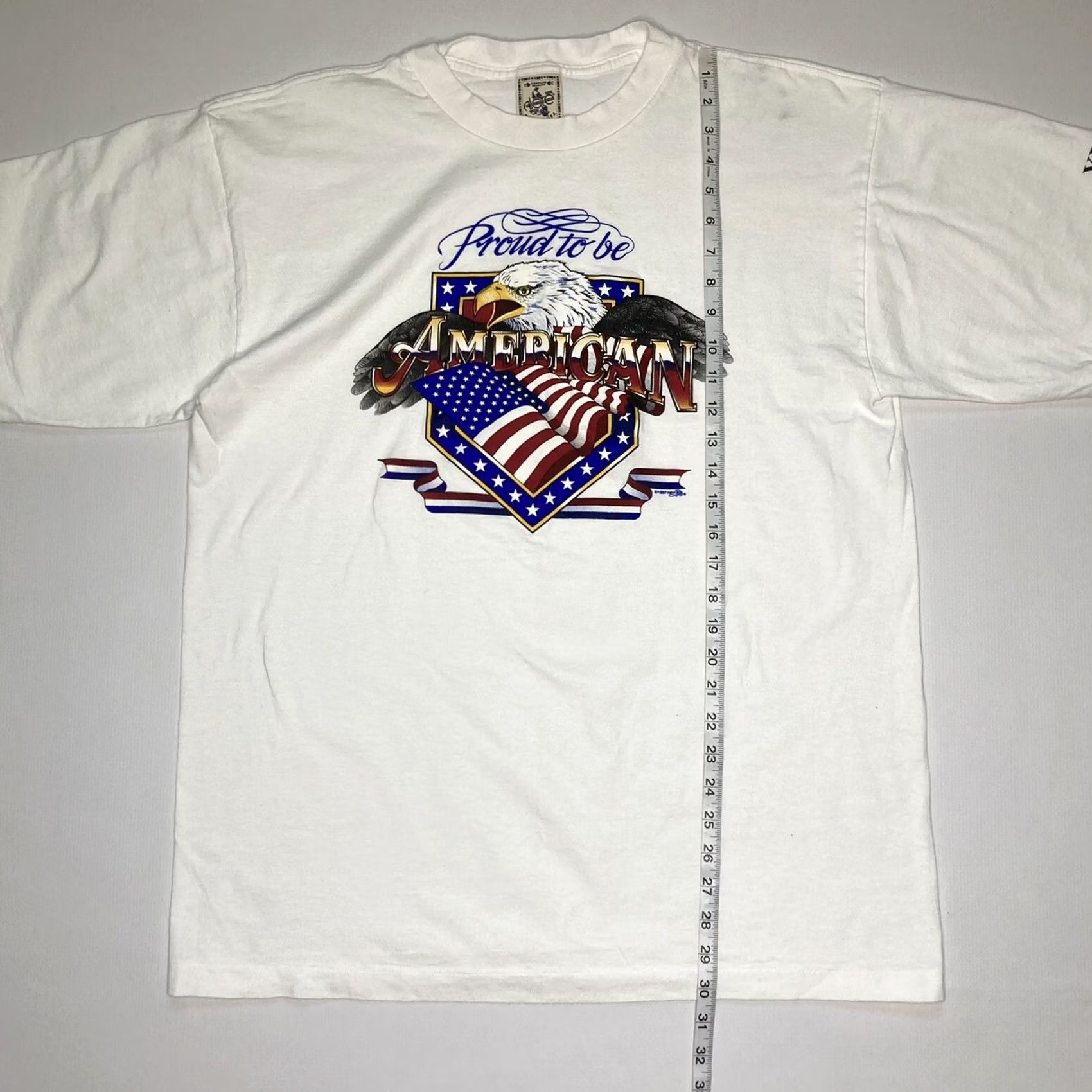Vintage VINTAGE Proud to Be An American T Shirt XL 1990s White 3D Flag Eagle Patriot VFW Alore Mens Size US XL / EU 56 / 4 - 8 Thumbnail