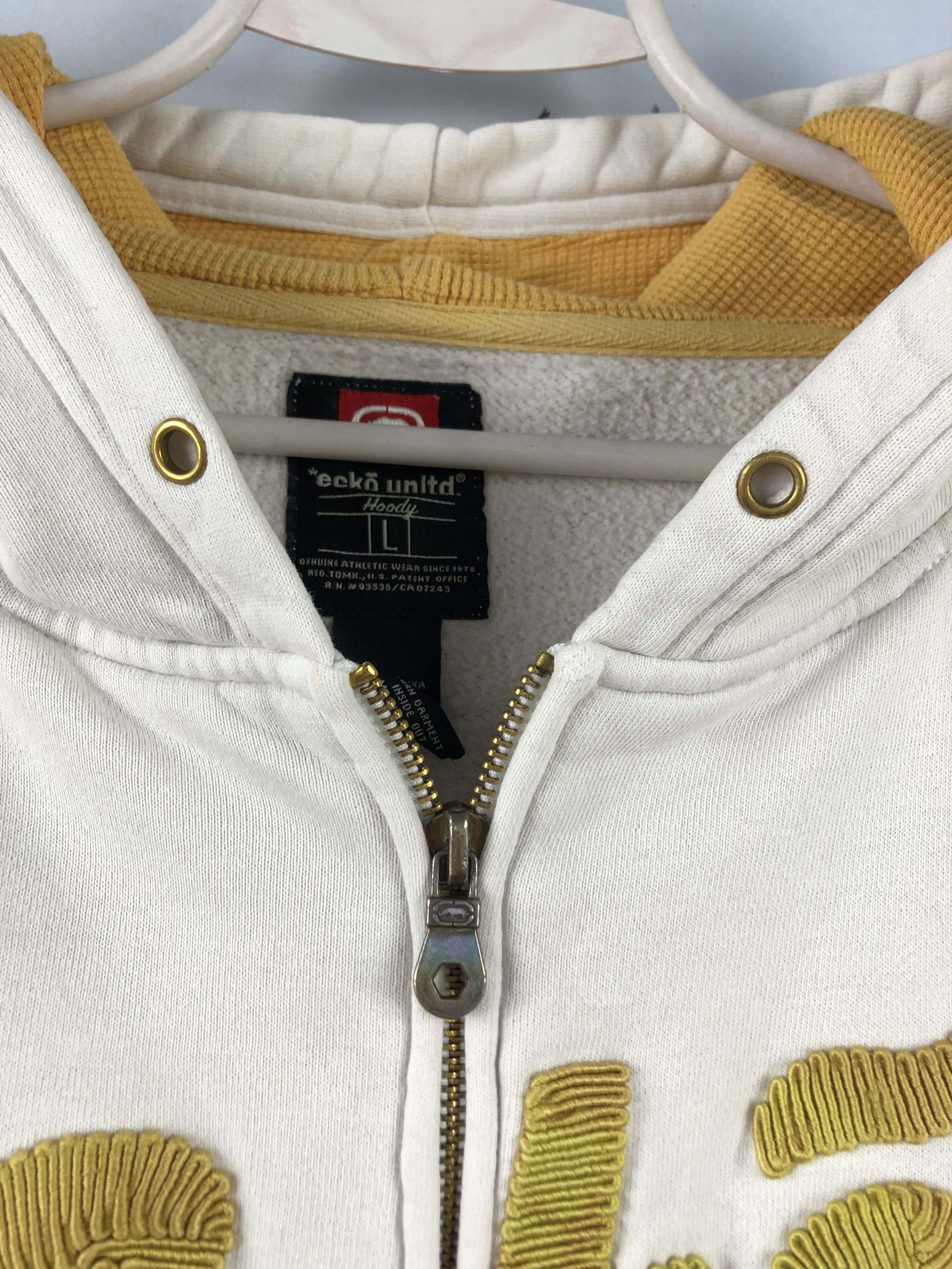 Ecko Unltd. × Vintage Vintage Ecko Unlimited Unltd Zipper Hoodie White Gray Gold Size US L / EU 52-54 / 3 - 15 Thumbnail