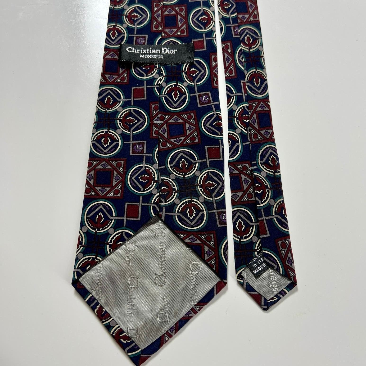 Christian Dior Monsieur Christian Dior Monsieur Tie Red Blue White 100% Silk Necktie Size ONE SIZE - 2 Thumbnail