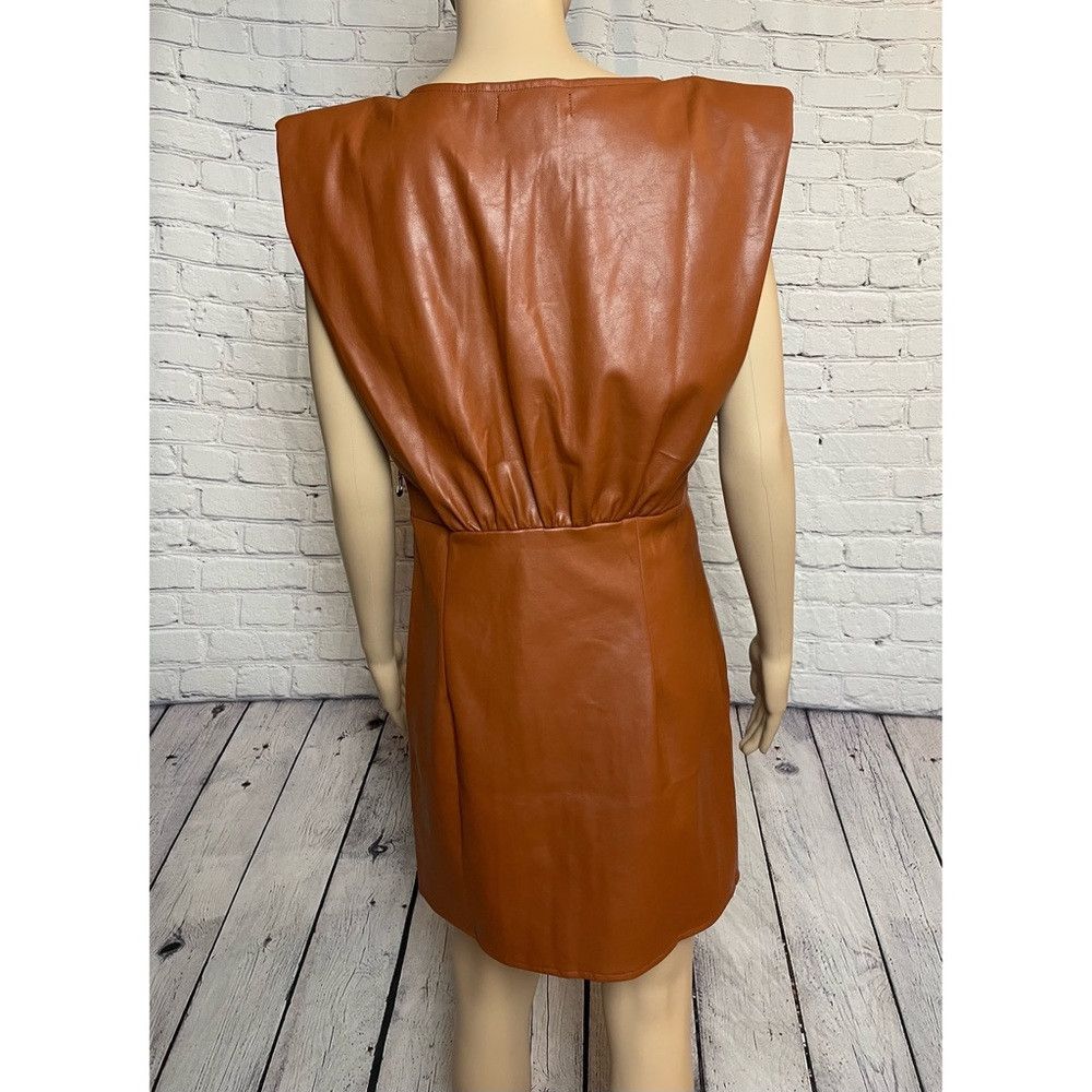 Other NWT New En Saison Vegan Leather Padded Shoulder Dress Size Size M / US 6-8 / IT 42-44 - 5 Thumbnail
