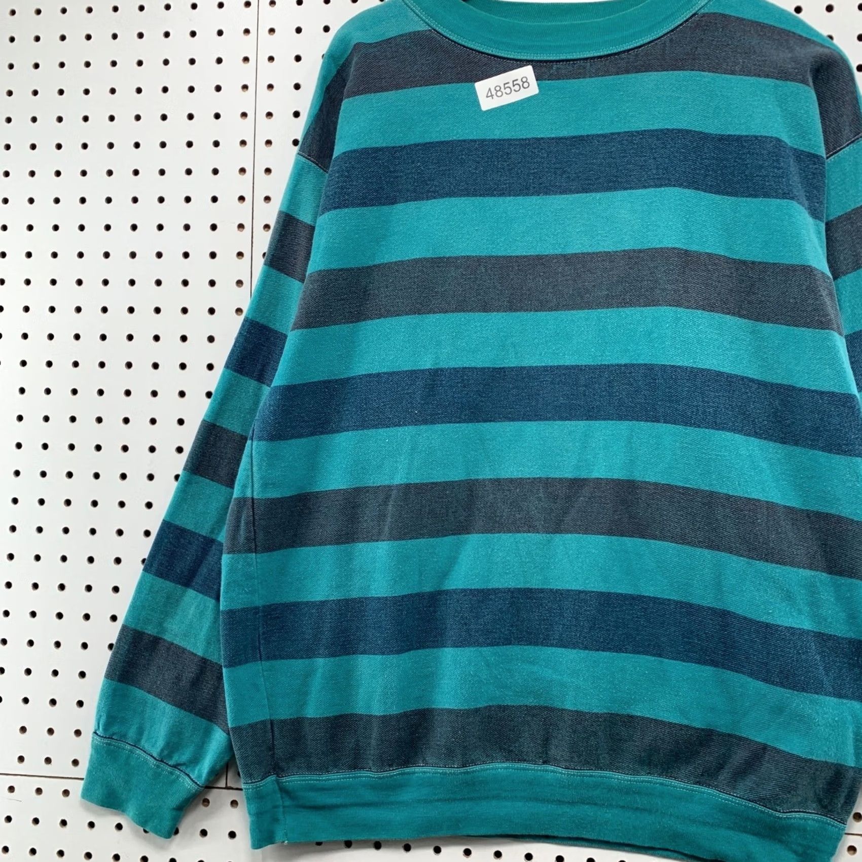 Vintage VINTAGE Structure Sweatshirt Mens M Teal Grey Striped 90s Made in USA Size US M / EU 48-50 / 2 - 5 Thumbnail