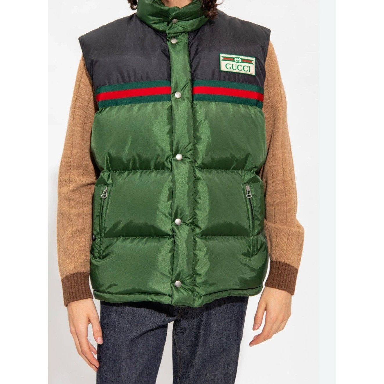 Gucci GUCCI Nylon Silk Satin Padded Men's Down Vest Size 52 698713 Size US L / EU 52-54 / 3 - 1 Thumbnail