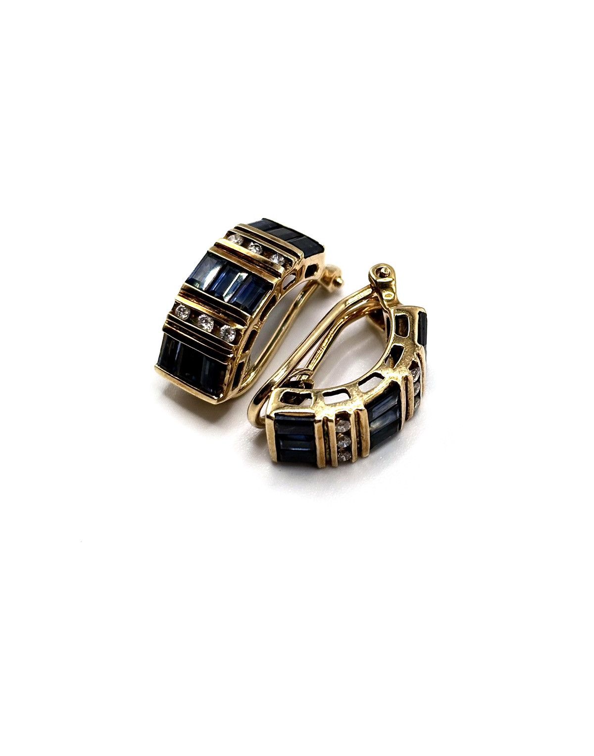 Other 14K Yellow Gold Sapphire Diamond Clip-On Earrings Size ONE SIZE - 1 Thumbnail