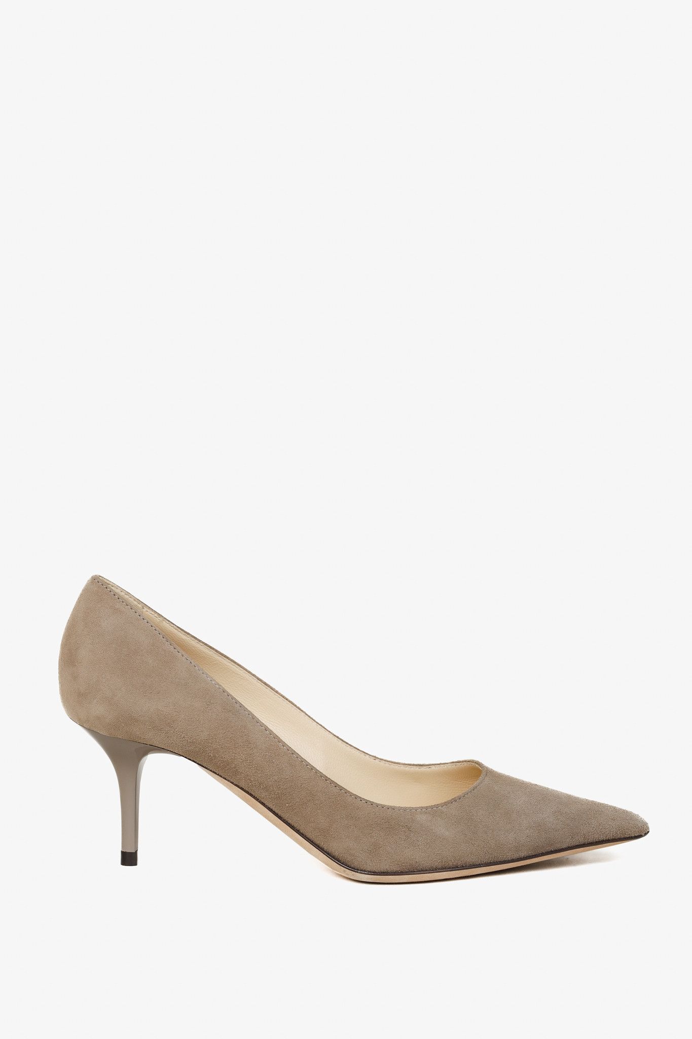 Jimmy Choo Jimmy Choo Aurora 60 Taupe Suede Pointed-Toe Heels Size US 4 / IT 34 - 1 Thumbnail
