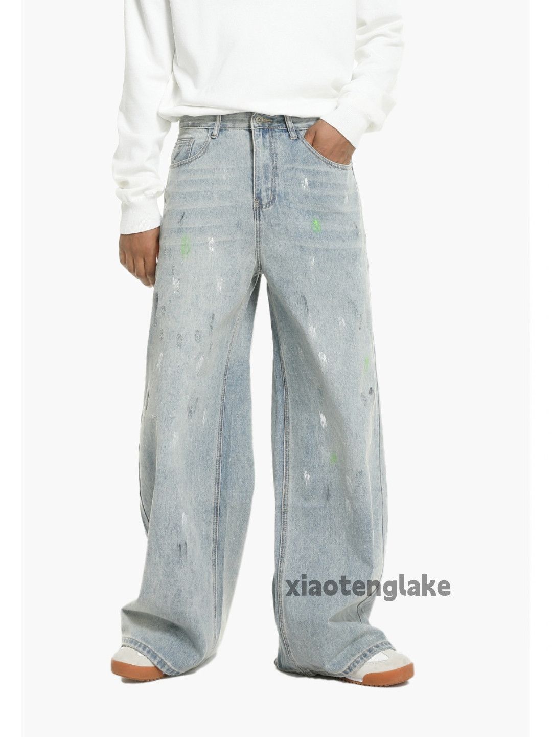 Jean zx vintage washed faded paint grunge Stain flared jeans Size 30" / US 8 / IT 44 - 4 Thumbnail