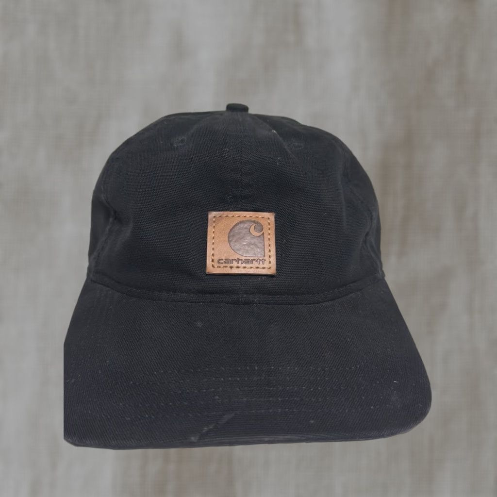 Carhartt Carhartt Hat Strapback Black Leather Patch Adjustable Hat One Size Mens Baseball Cap Size ONE SIZE - 1 Thumbnail