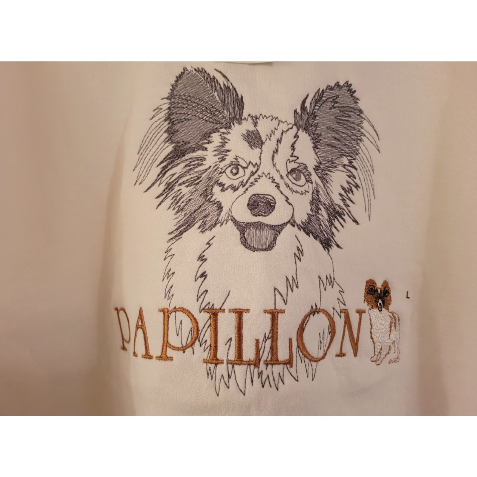 Jerzees VINTAGE Jerzees Sweatshirt Papillon Dog Lover Sewn Crewneck Large NWT NEW GR8 Dogs Spaniel Unisex Adults Graphic Print Cotton Blend Fleece White Size US L / EU 52-54 / 3 - 2 Thumbnail