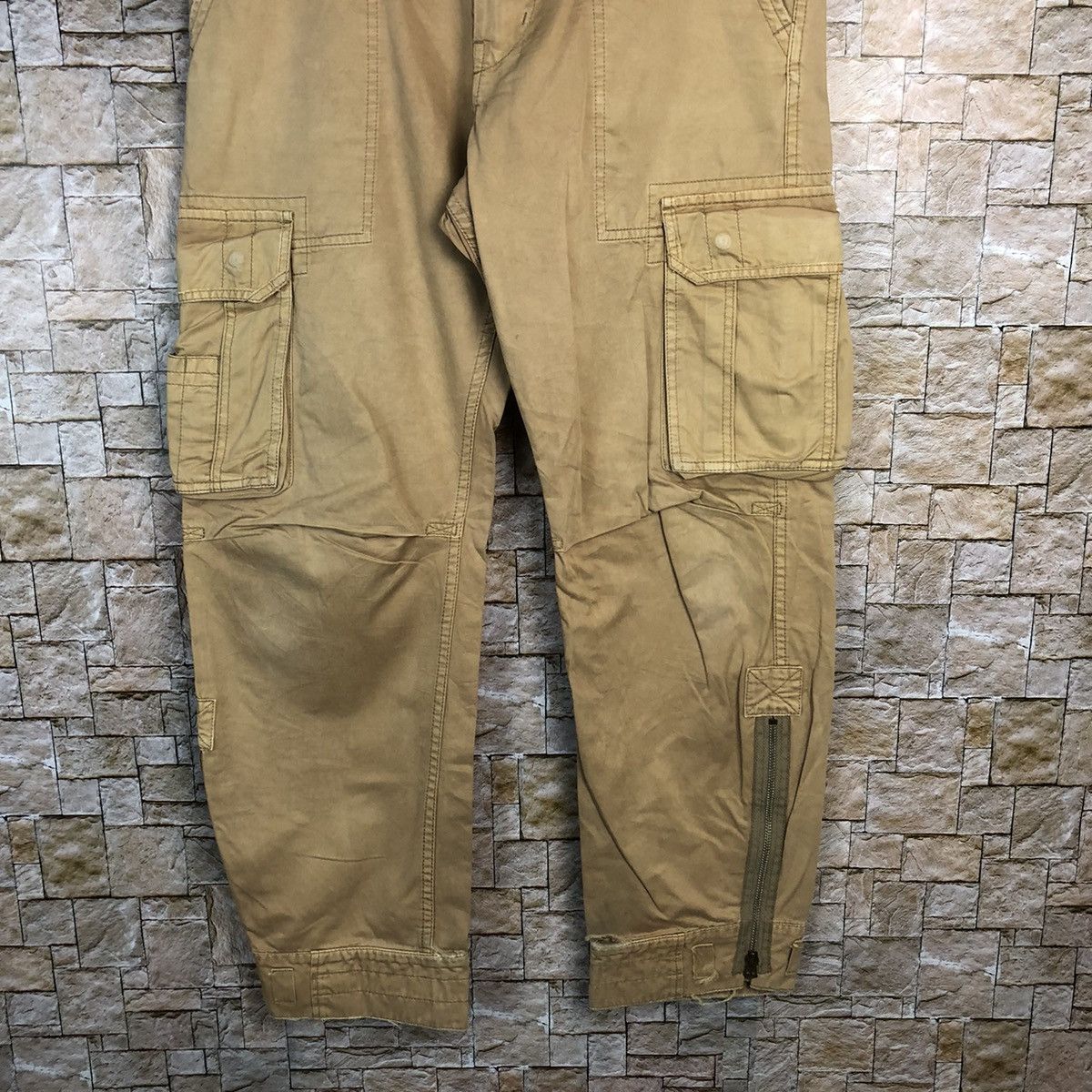 Japanese Brand DL Purple & Yellow Brown Cargo Multipocket Pants #A333 Size US 31 - 3 Thumbnail