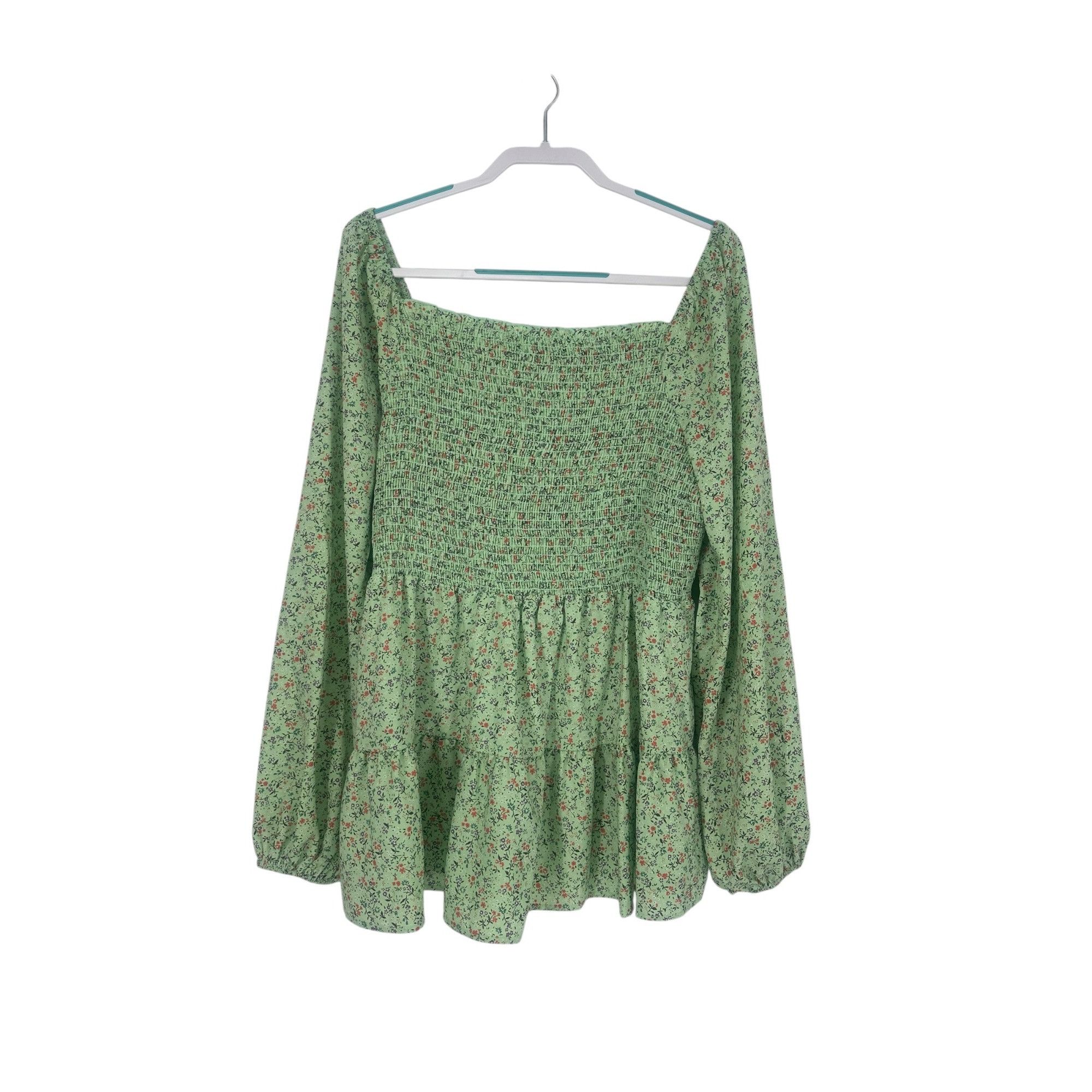 Other Chic Soul Top - Mint Green Floral Peplum - Size 3X Size 3XL / US 20-22 - 3 Thumbnail