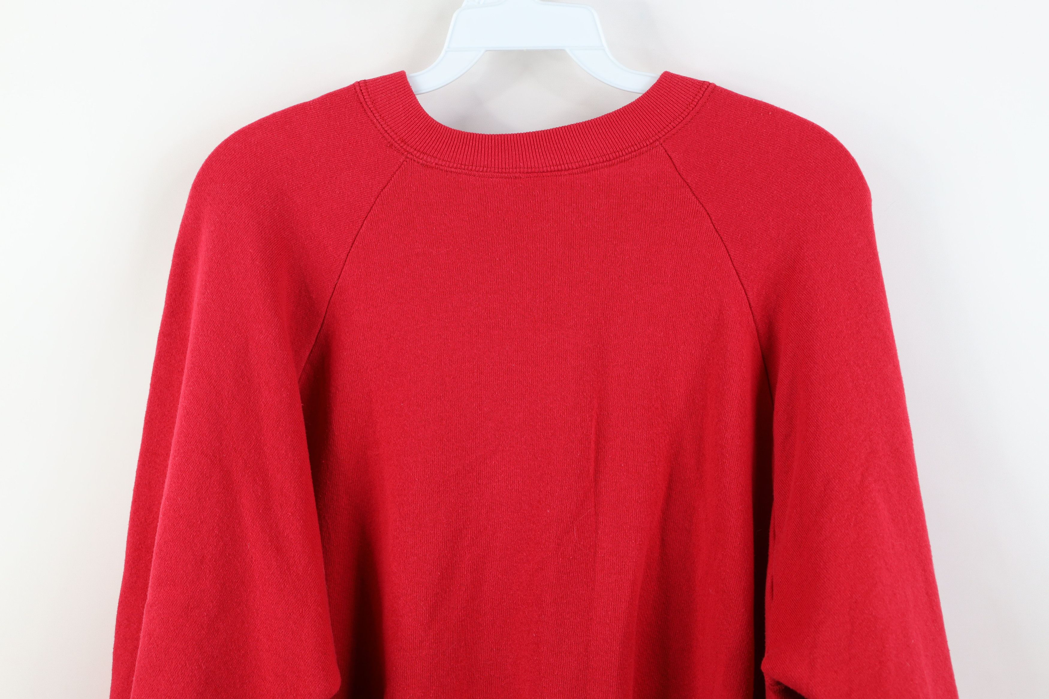 Vintage Vintage 90s Streetwear Faded Blank Crewneck Sweatshirt Red Size XL / US 12-14 / IT 48-50 - 9 Thumbnail