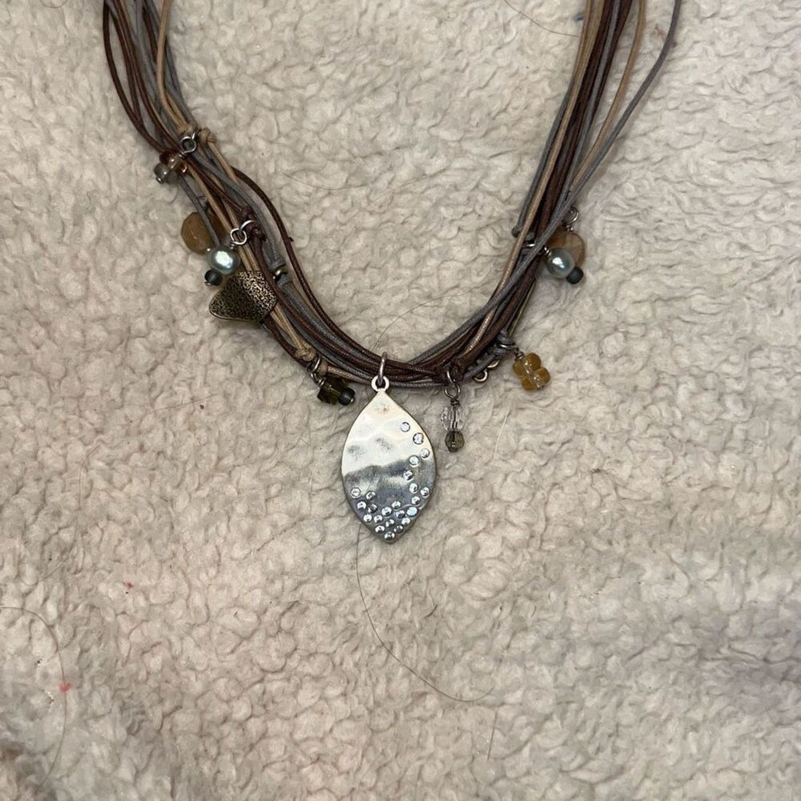 Other Layered Leather Beaded Pendant Necklace | Sz OS Size ONE SIZE - 3 Thumbnail