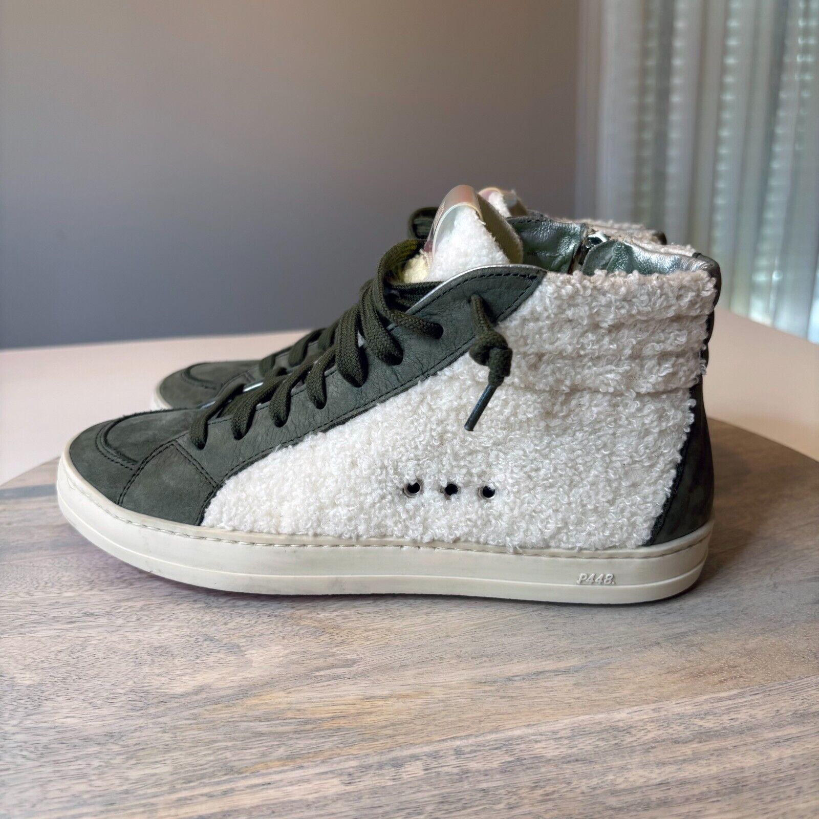P448 P448 Skate Women's Wad Hi-Tops Green Sherpa Sneakers Size 7 Size US 7 / IT 37 - 3 Thumbnail