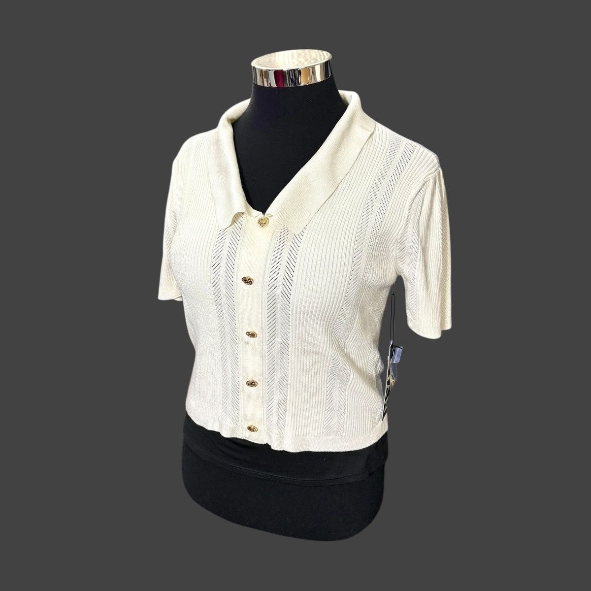 NVLTY NVLT Women’s Marshmallow Ribbed Fabric Cardigan Sweater Sz L Size L / US 10 / IT 46 - 5 Thumbnail