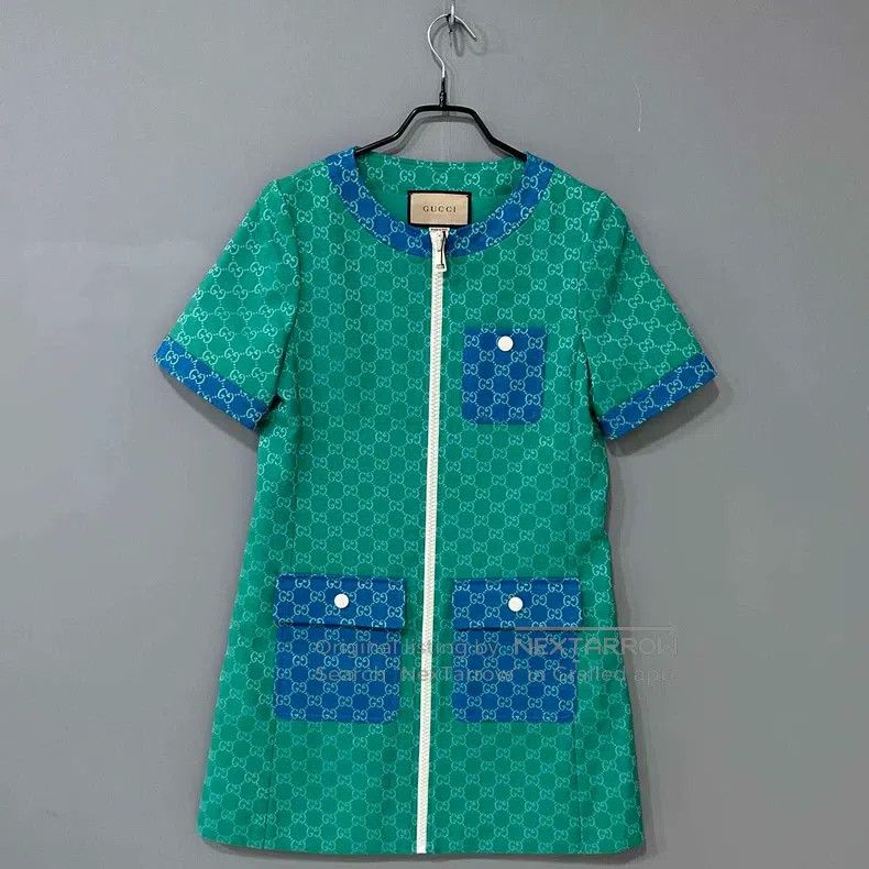 Gucci Gucci Blue and green colour-blocked full-print three-pocke Size XS / US 0-2 / IT 36-38 - 1 Thumbnail