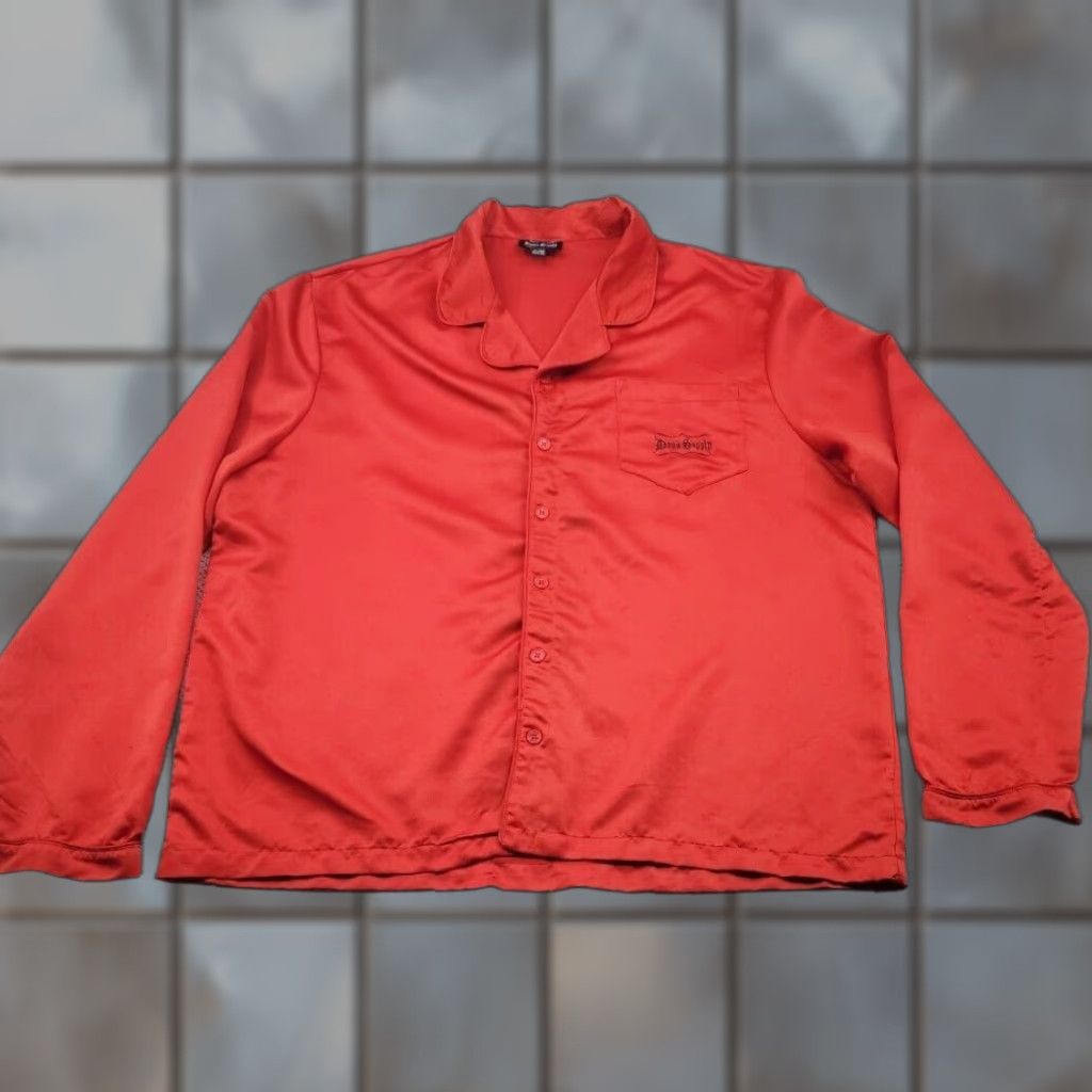 Vintage Dogg Supply Snoop Dogg Mens Sleep Shirt 2XL Satin Poly Red Long Sleeve Button Collared Pocket Logo Sleepwear Size US XXL / EU 58 / 5 - 1 Thumbnail