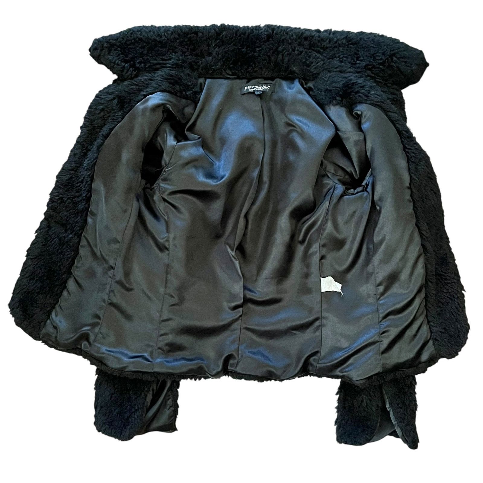 Betsey Johnson × Vintage Betsey Johnson 1990s Vintage Black Faux Fur Jacket Coat Size S / US 4 / IT 40 - 4 Thumbnail
