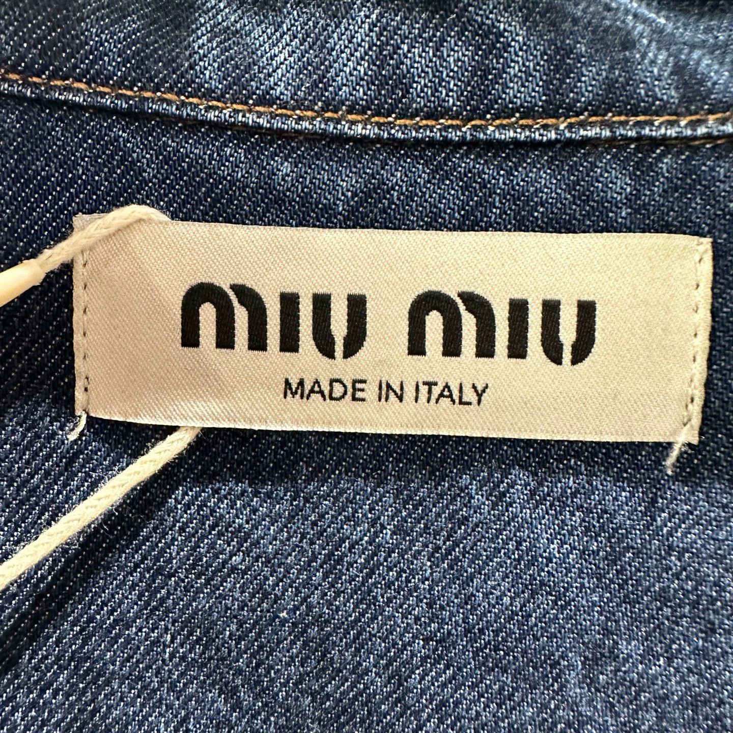 Miu Miu MIU MIU may452 logo-embroidered denim s/s shirt 38 Size XS / US 0-2 / IT 36-38 - 3 Thumbnail