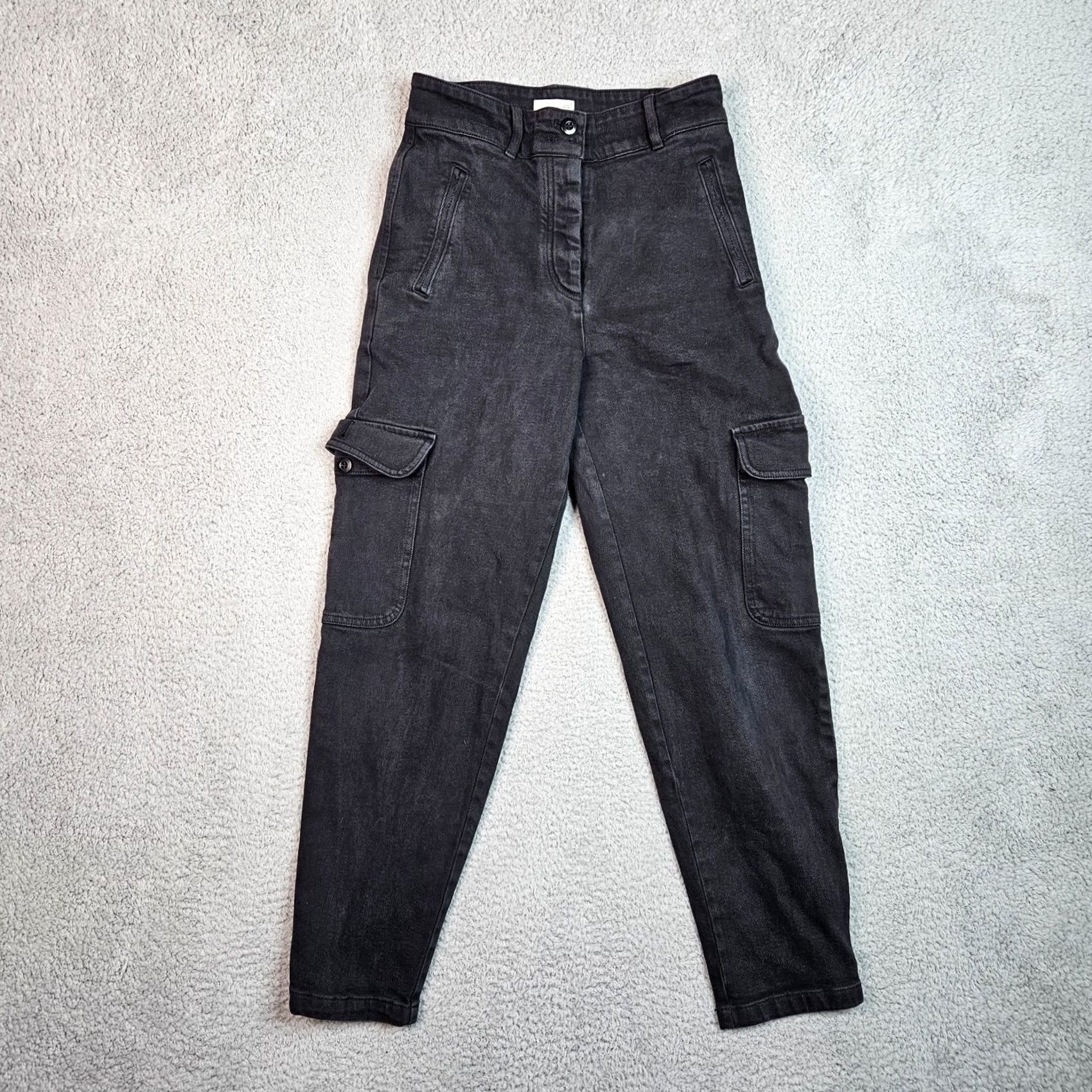 Vintage Wilfred Free Women’s Black Button Fly Cargo Denim Pants Size 6 - Regular, Inseam 27, High Rise, Belted, Cadro? Size 28" / US 6 / IT 42 - 2 Thumbnail