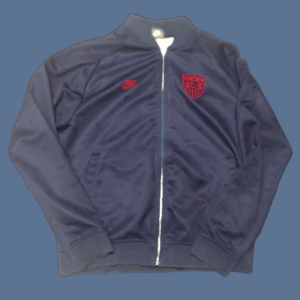 Men's Nike US Soccer Hoodie Full Zip All Over AOP Rare Retro L Size L Multicolor