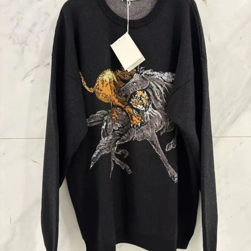 Givenchy Givenchy Black Wool Graphic Knit Sweater 0089 Size US XL / EU 56 / 4 - 1 Thumbnail