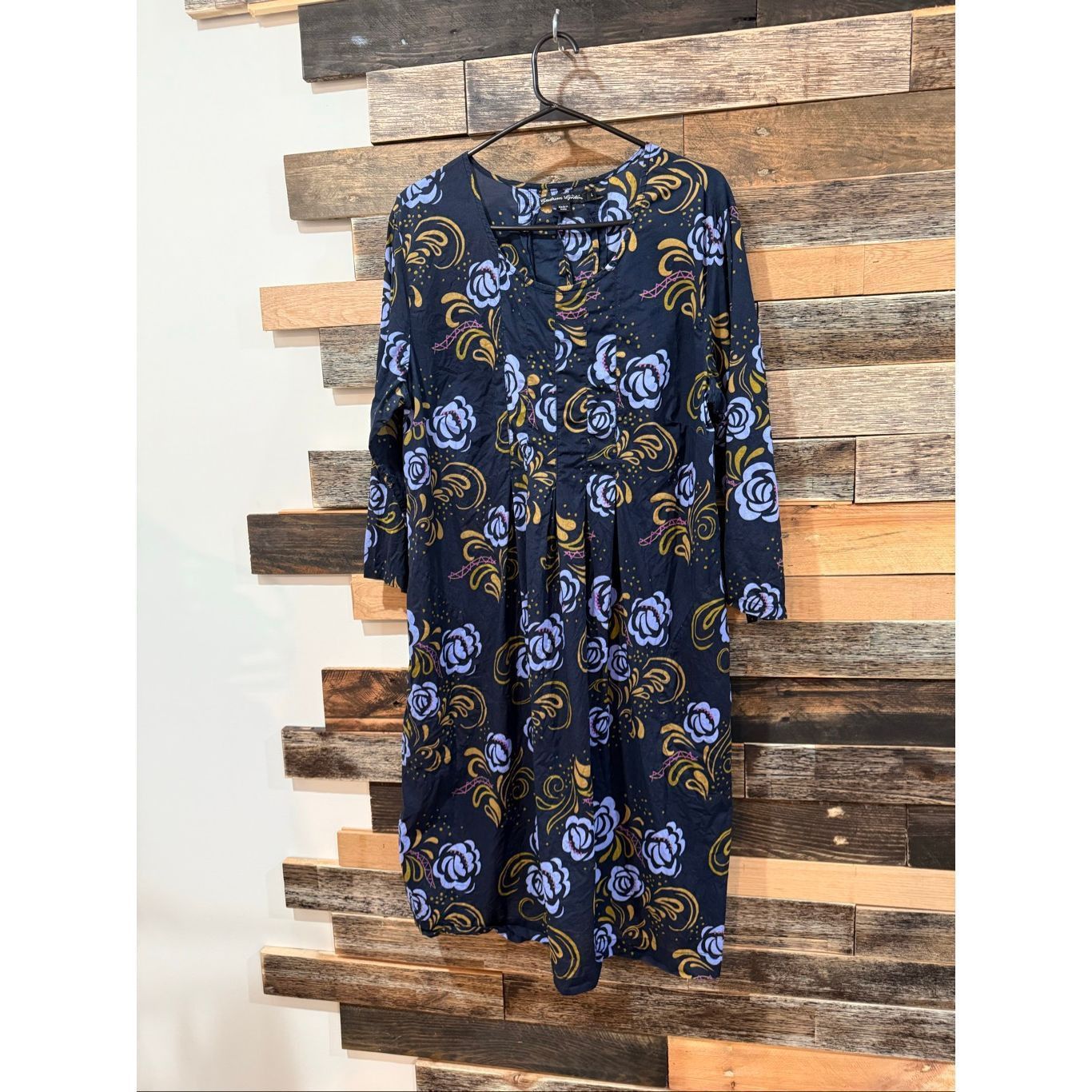 Guru Gudrun Sjoden Floral Blue Midi Dress underarms wear Sz Large Size L / US 10 / IT 46 - 1 Thumbnail